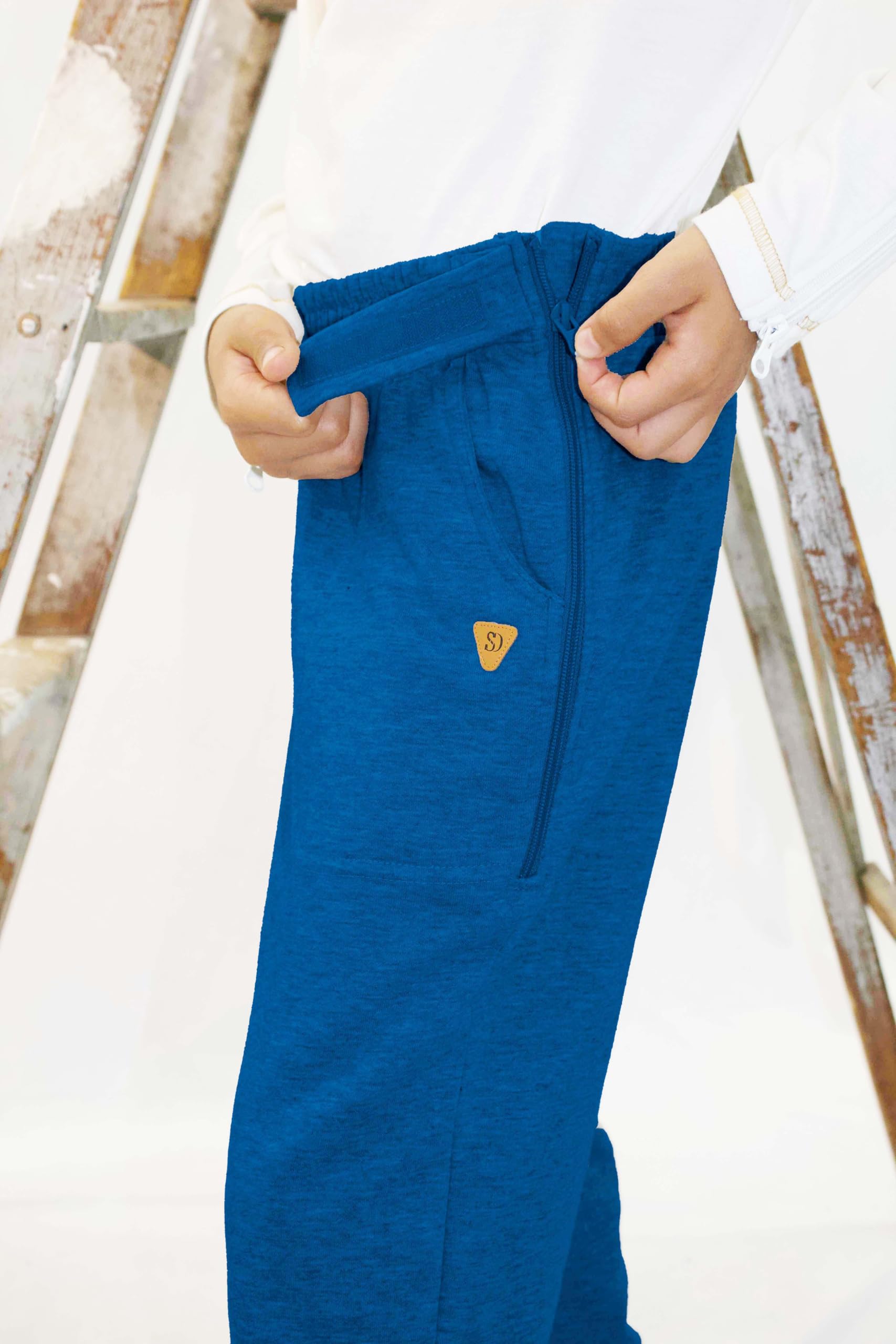 Adaptive Kids' Sweatpants with Elastic Waist & Side Zippers - Easy On/Off Straight Leg Pants for Children with Special Needs - Perfect for Therapy, School & Playtime