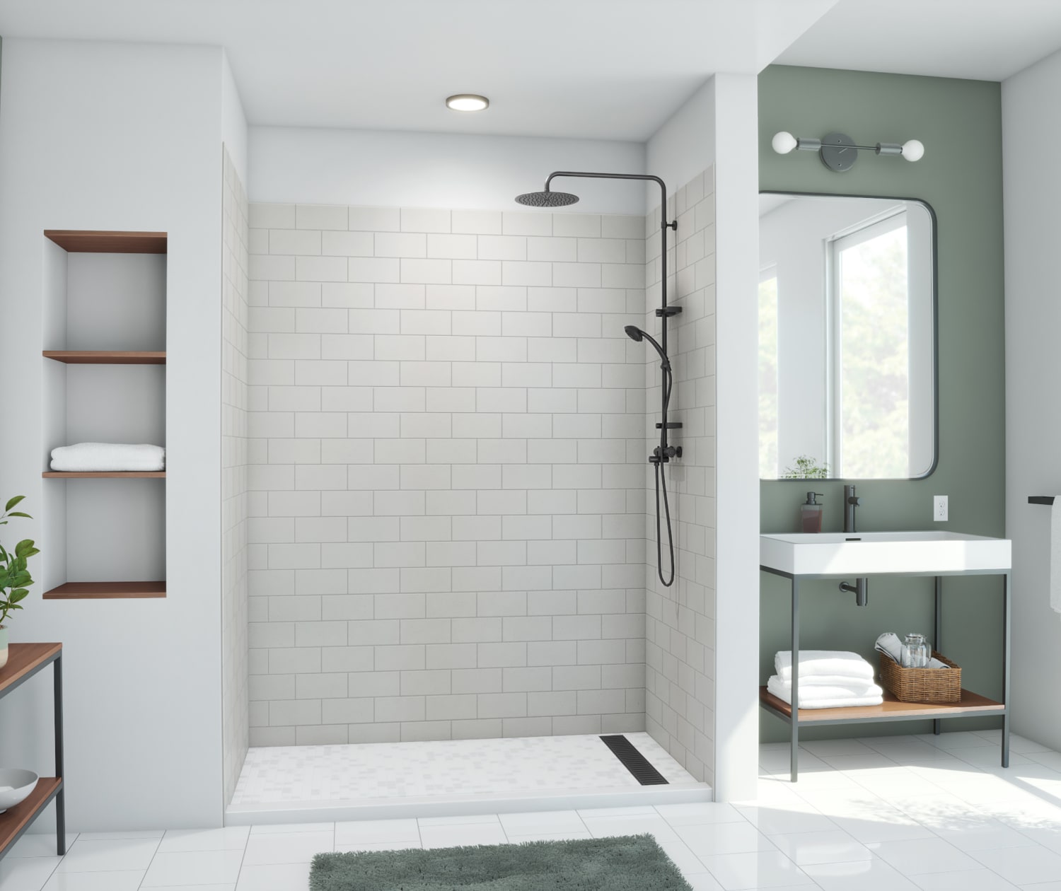 Swanstone Metro Subway Tile Shower Wall Kit 34