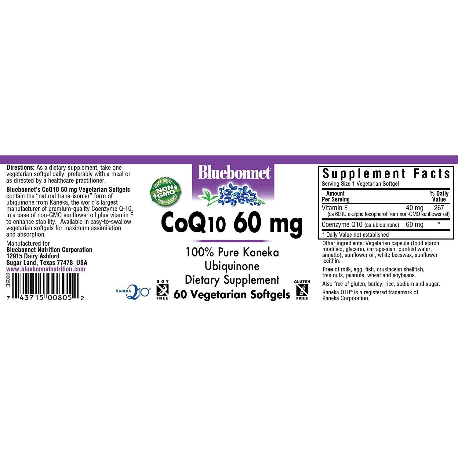 Bluebonnet CoQ10 60 mg Softgels - Heart Health & Energy Support Supplement - Antioxidant for Cardiovascular Wellness - Perfect for Active Lifestyles & Daily Wellness Routine