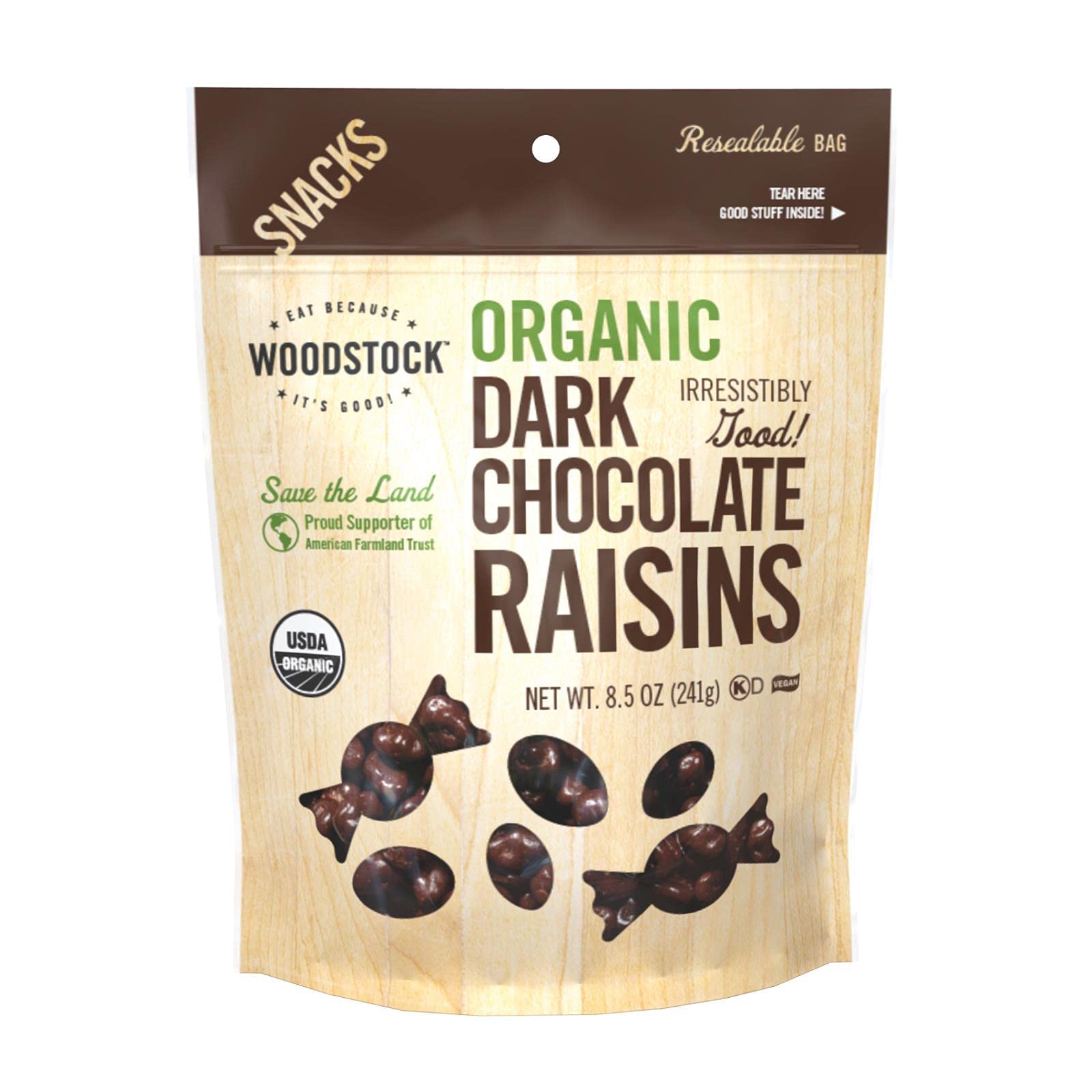 Organic Dark Chocolate Covered Raisins - Healthy Snack for Kids & Adults - Perfect for Lunchboxes, Hiking & Office Snacks