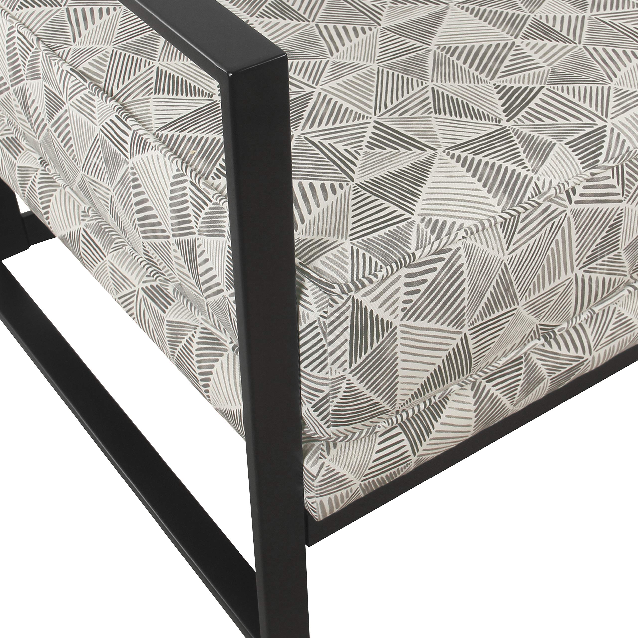 Hudson Modern Velvet Accent Chair with Sturdy Metal Frame - Gray Lines Upholstered Living Room Chair for Home Office, Lounge & Bedroom Decor