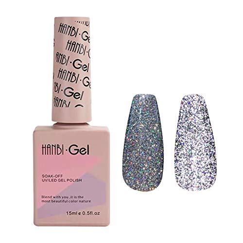Reflective Gel Nail Polish Kit - Diamond Glitter UV LED Soak Off Nail Gel with Disco Shimmer Effect (15ml) for Nail Art, Parties, and Special Occasions