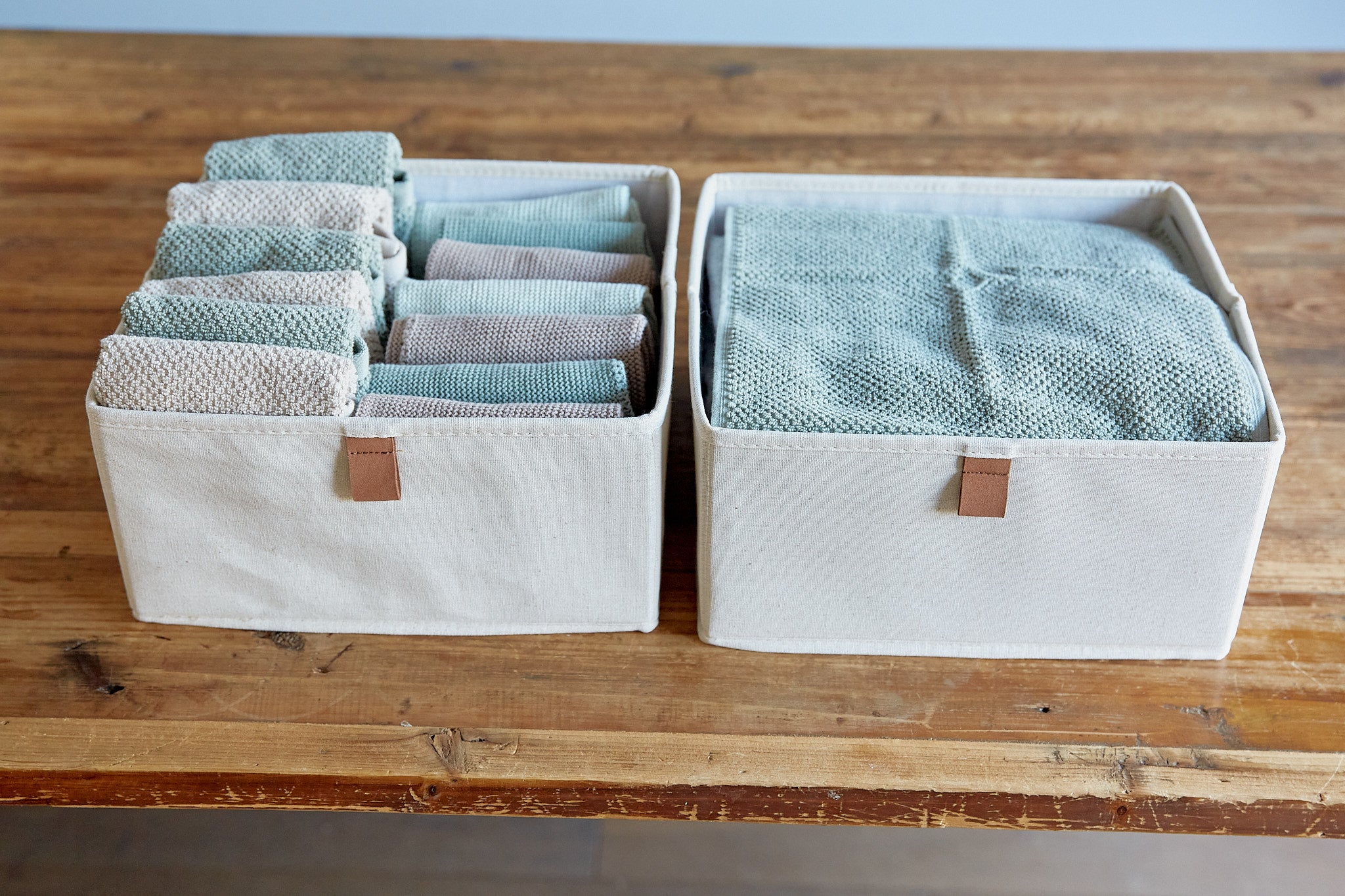 Premium Fabric Wardrobe Organizer Set of 2 - 30cm x 30cm x 15cm Storage Boxes in Cream - Perfect for Closet, Shelf & Underbed Organization