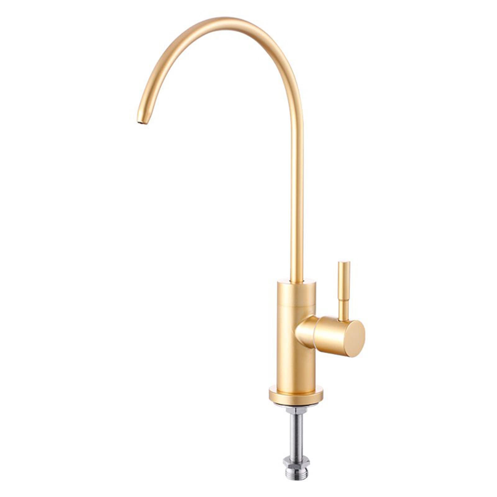 Brushed Gold Stainless Steel Water Filter Faucet - Single Cold Water Purifier Tap for Kitchen Sink | Modern & Durable Design | Perfect for Home, Office, or RV Use