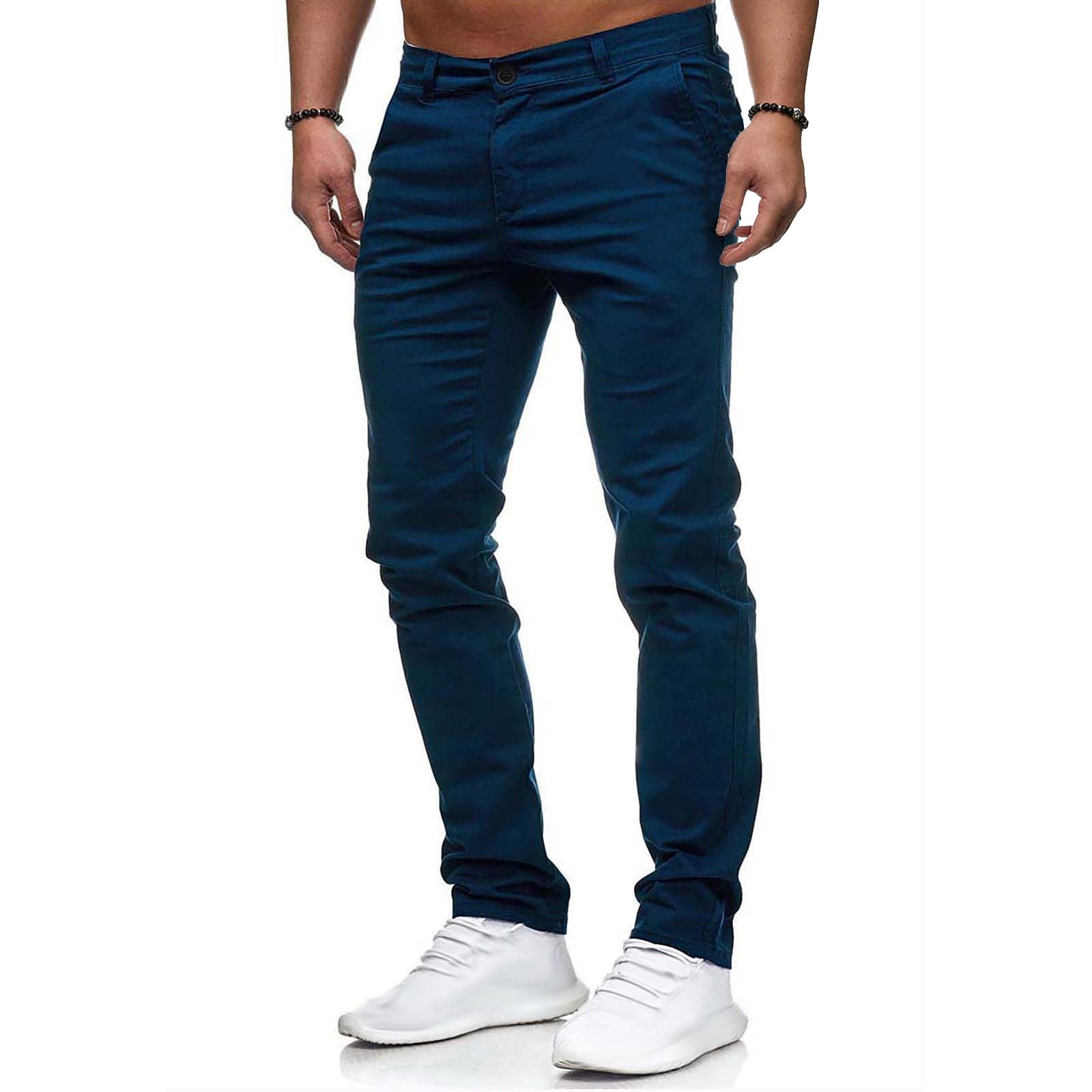 Men's Elastic Waist Running Workout Pants with Zipper Pockets - Lightweight Athletic Cargo Pants for Hiking, Sports & Work - Perfect for Gym, Jogging & Outdoor Activities
