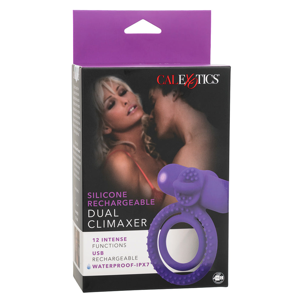 Rechargeable Dual Climaxer Vibrating Silicone Cock Ring for Couples - Enhances Pleasure & Intimacy in Bedroom Play