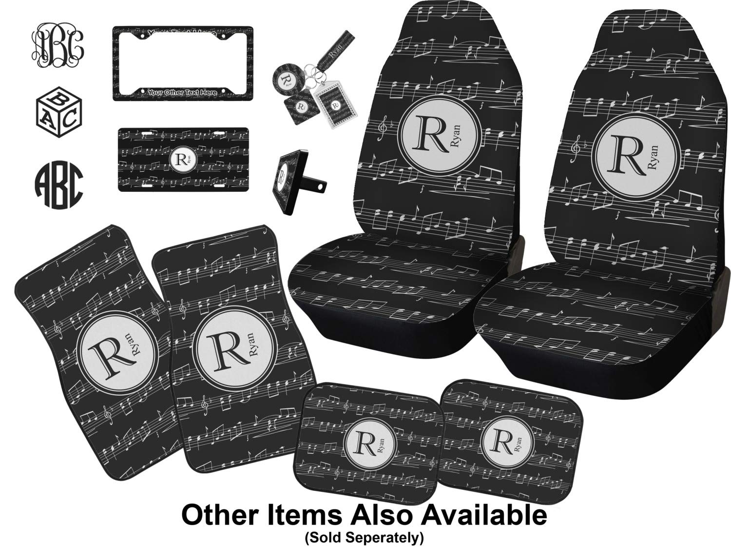 Custom Car Floor Mats with Musical Notes Design - Non-Slip Front Seat Mats for Vehicles - Perfect for Music Lovers & Car Enthusiasts - Great Gift for Drivers & Musicians