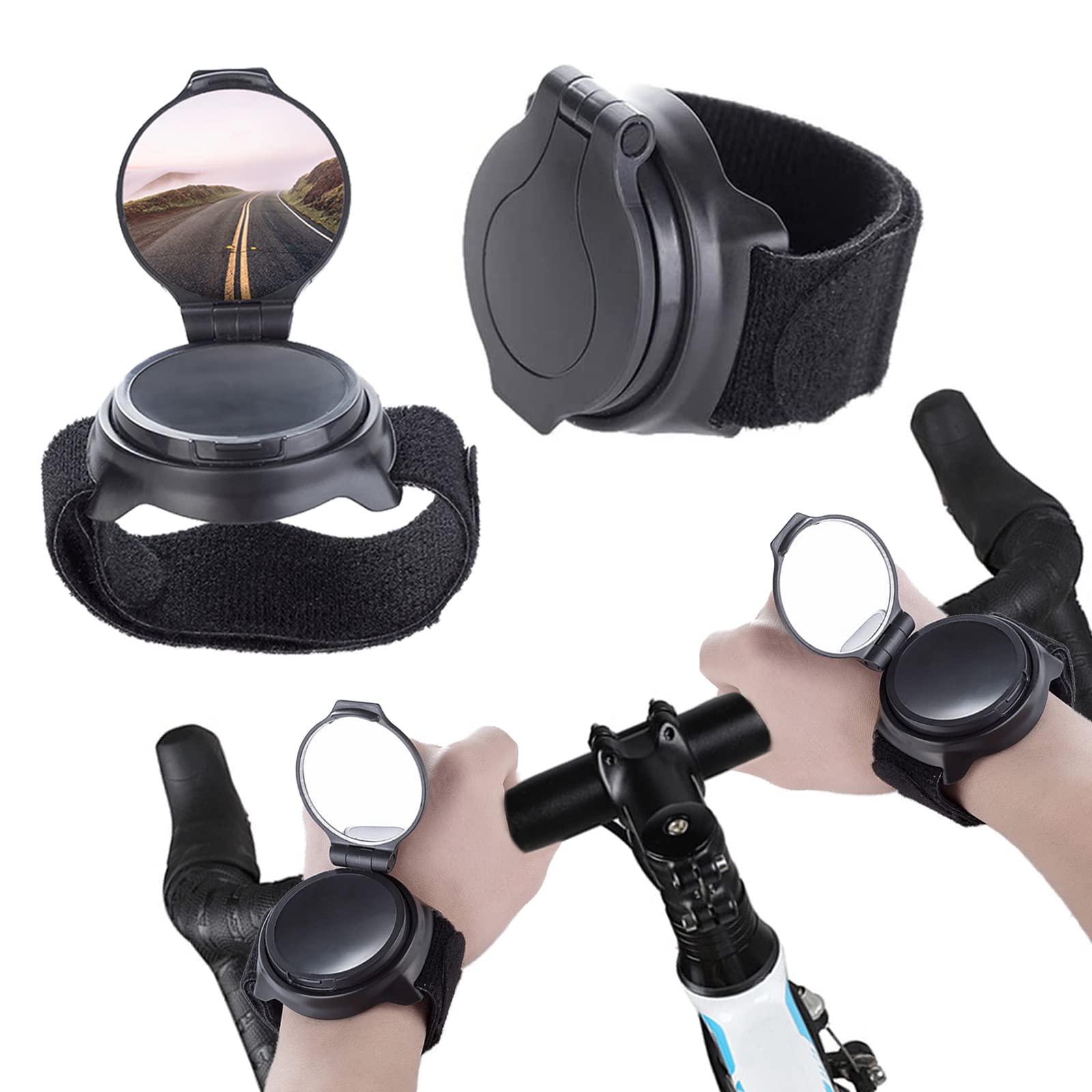 JOJOCY 2 Pack Bike Wrist Mirror - 360° Rotatable & Adjustable Wide Angle Rearview Mirror for Cycling Safety | Shockproof Convex Mirror for Mountain & Road Bikes | Perfect for Commuting, Trail Riding & Group Cycling