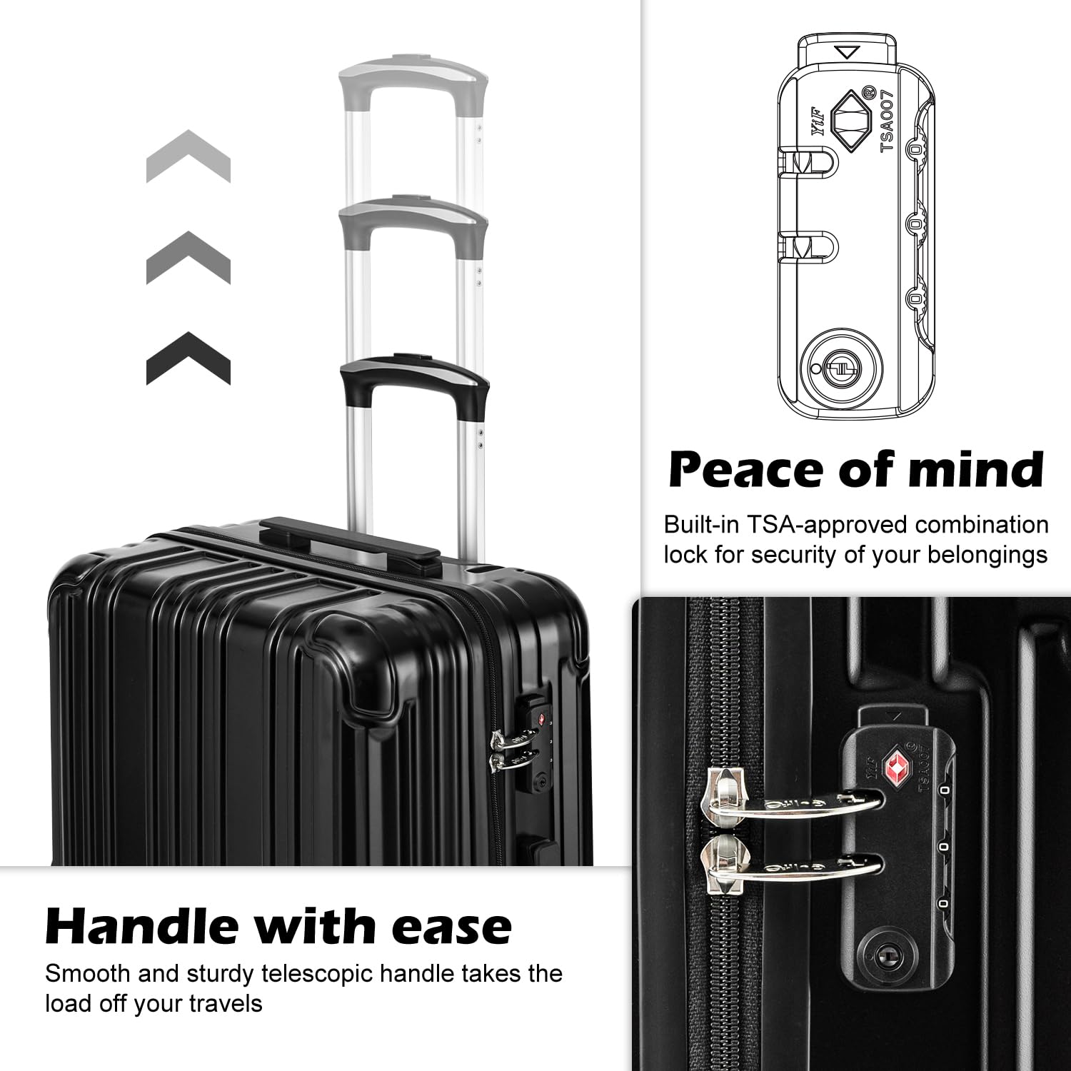 COOLIFE Expandable 3-Piece Luggage Set with TSA Lock - 20in, 24in, 28in Spinner Suitcases (Turquoise Blue) - Durable PC+ABS Material for Travel, Business Trips & Vacations