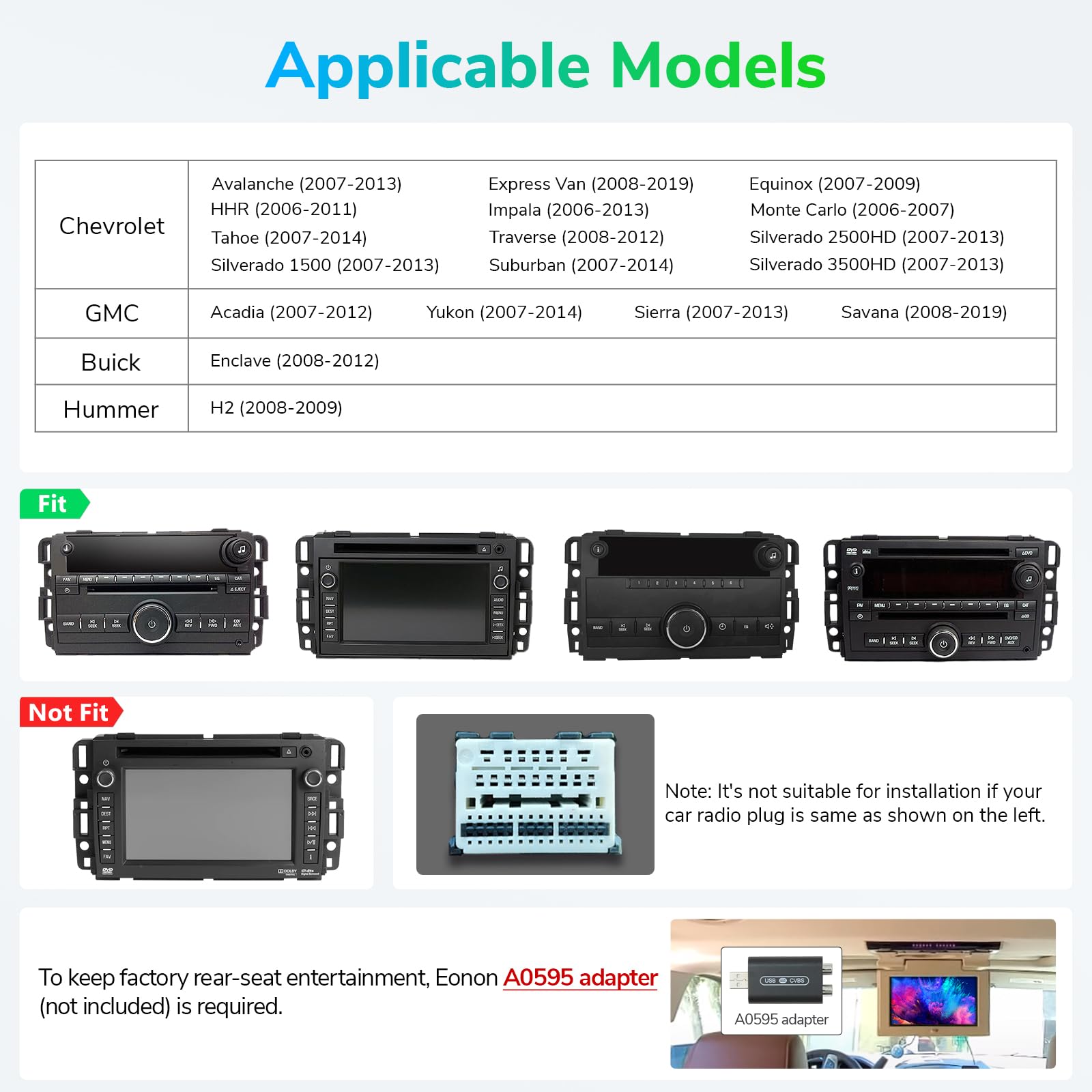 Eonon 6+64GB Android 13 Car Stereo for Chevrolet GMC Buick - 8