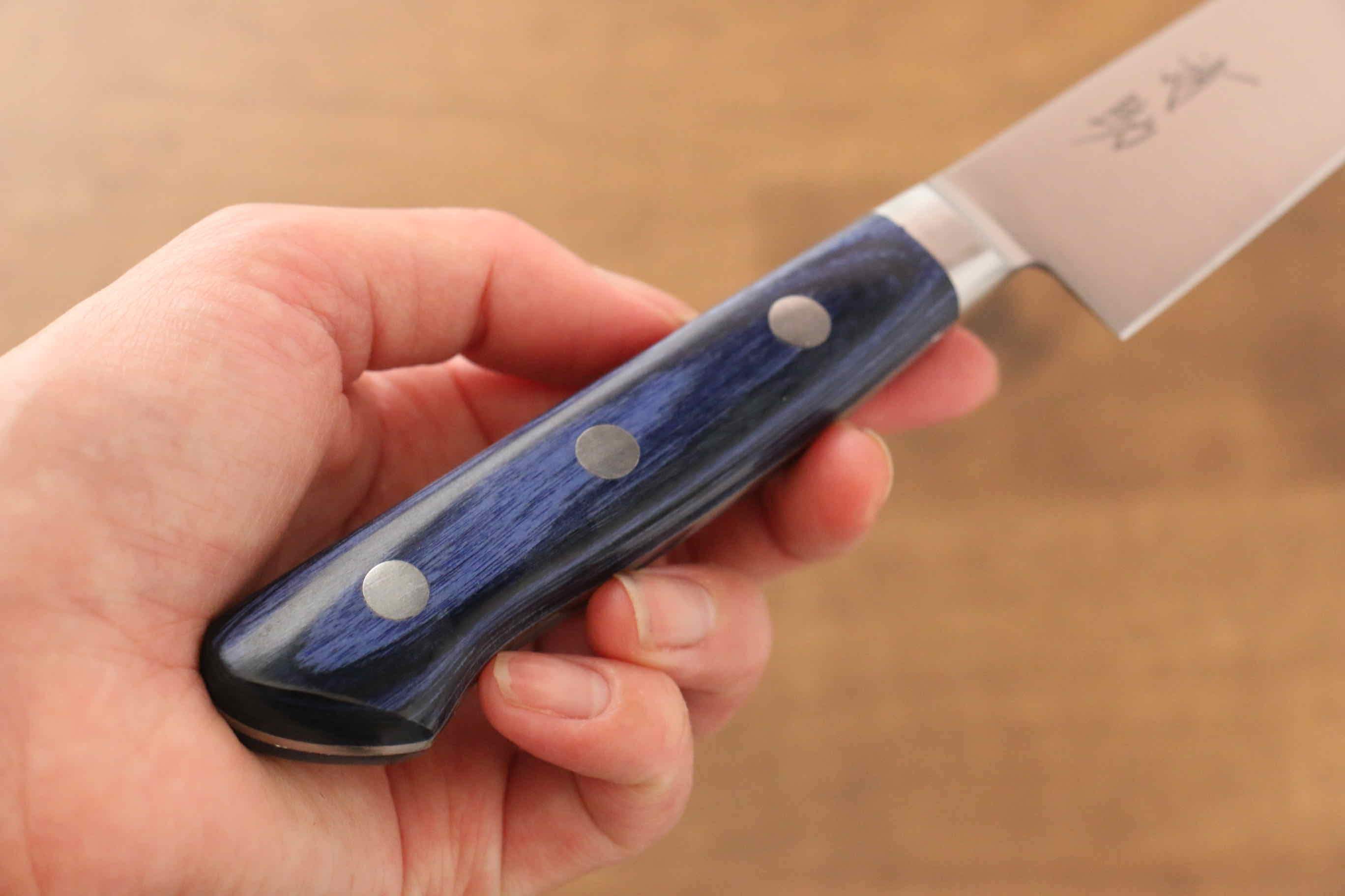 Premium Seisuke Seiten 150mm Molybdenum Petty Utility Knife - Blue Pakka Wood Handle with Protective Sheath - Ideal for Home Cooking, Sushi Prep & Professional Chefs