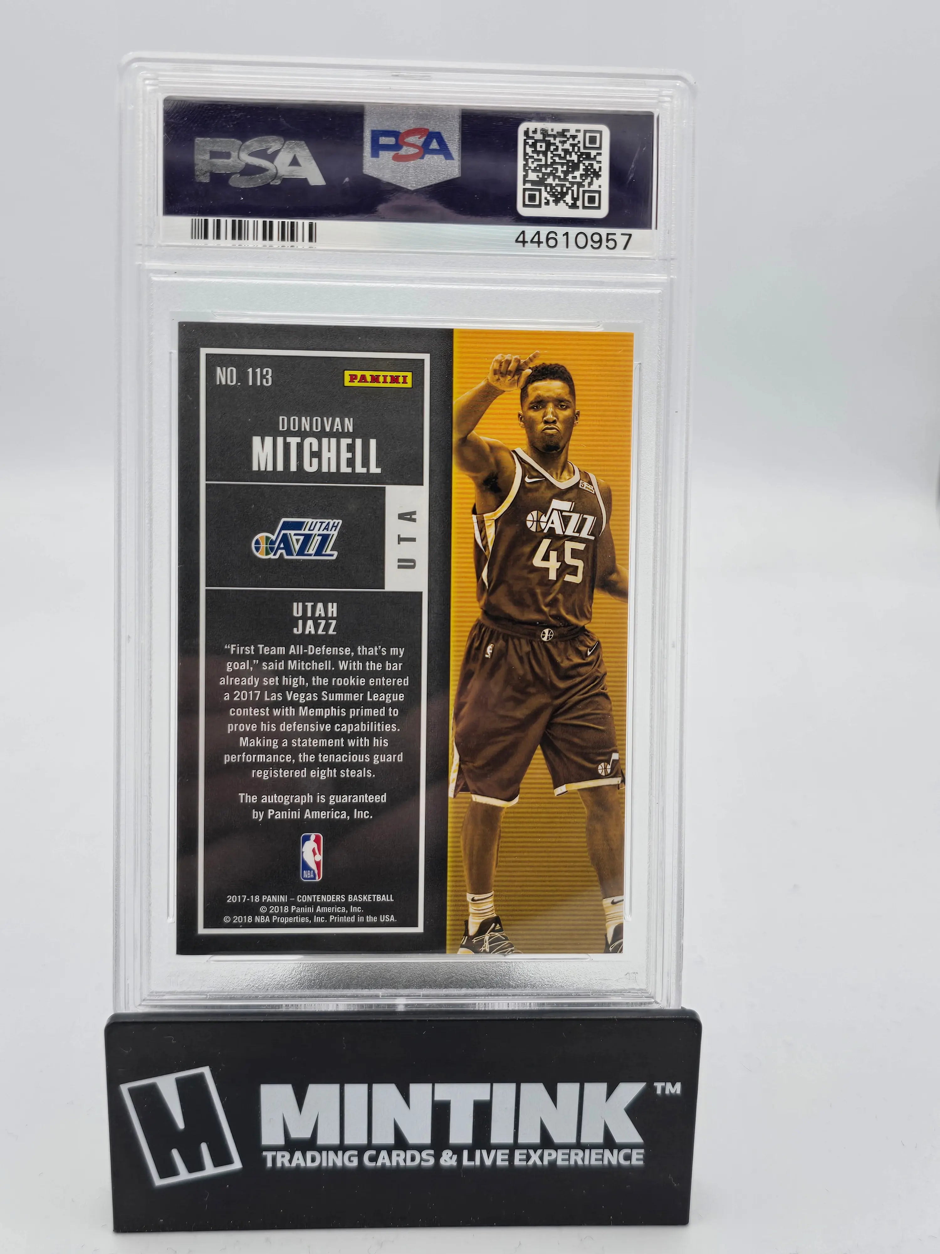2017 Panini Contenders Donovan Mitchell Rookie Card Playoff Ticket Vertical Auto PSA 10 /65 - Perfect for NBA Collectors & Basketball Memorabilia Enthusiasts