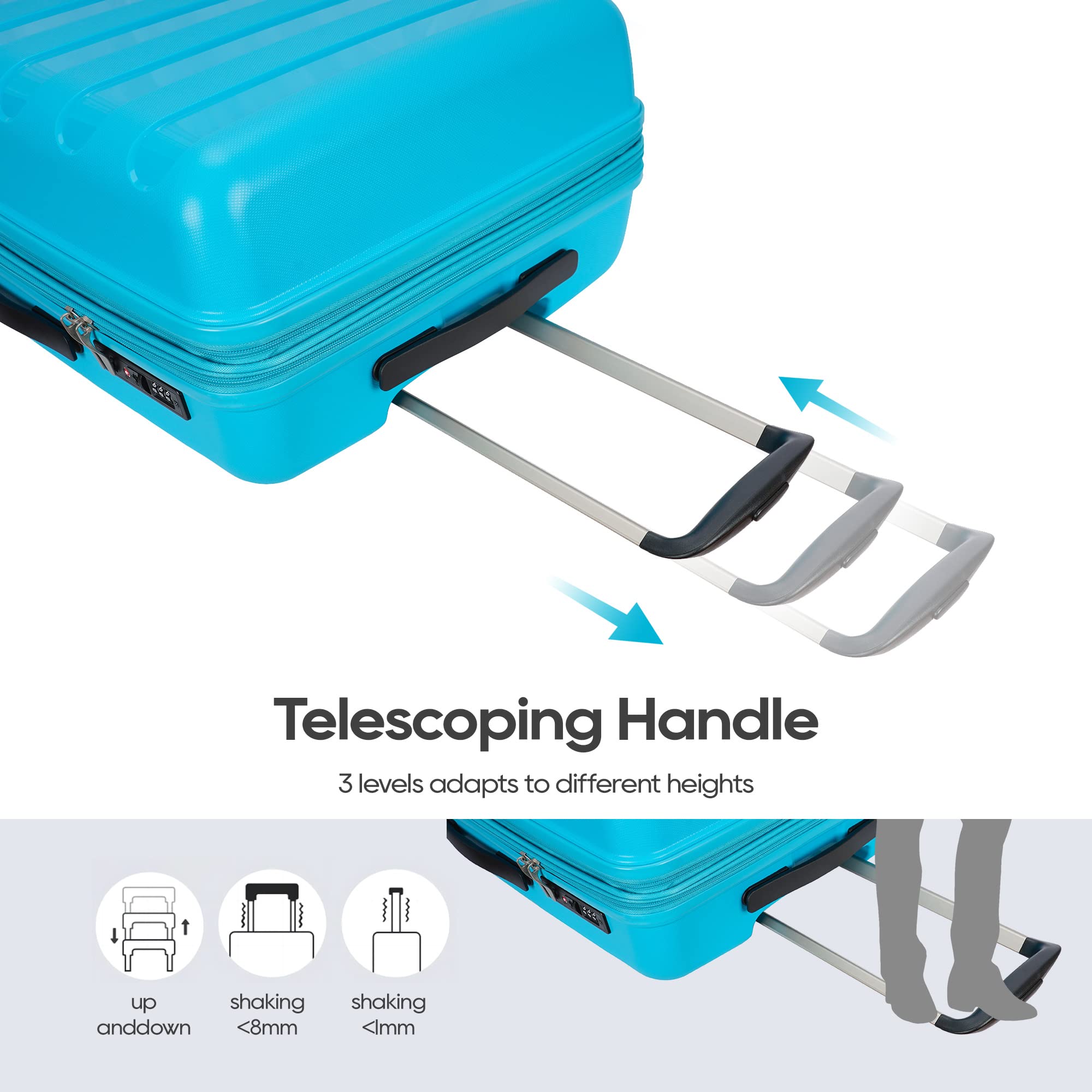 Expandable 2-Piece PP Luggage Set with Spinner Wheels & TSA Lock - 20