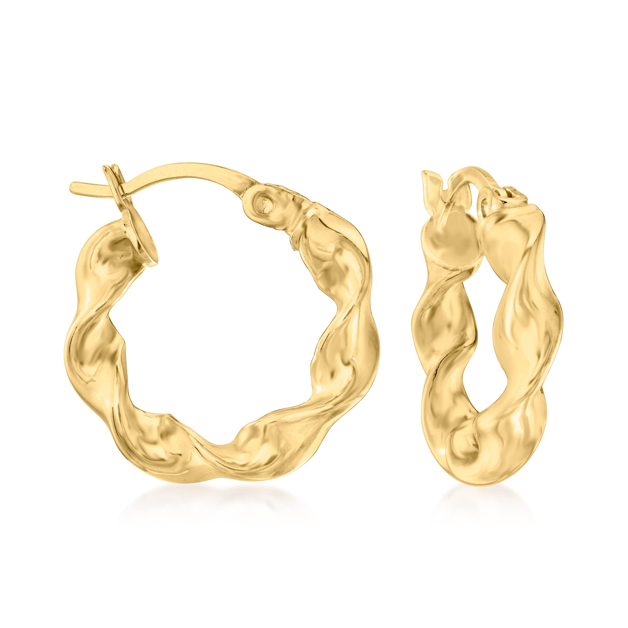 RS Pure by Ross-Simons 14kt Yellow Gold Twisted Hoop Earrings for Women | Elegant Everyday Jewelry for Work, Date Night & Special Occasions