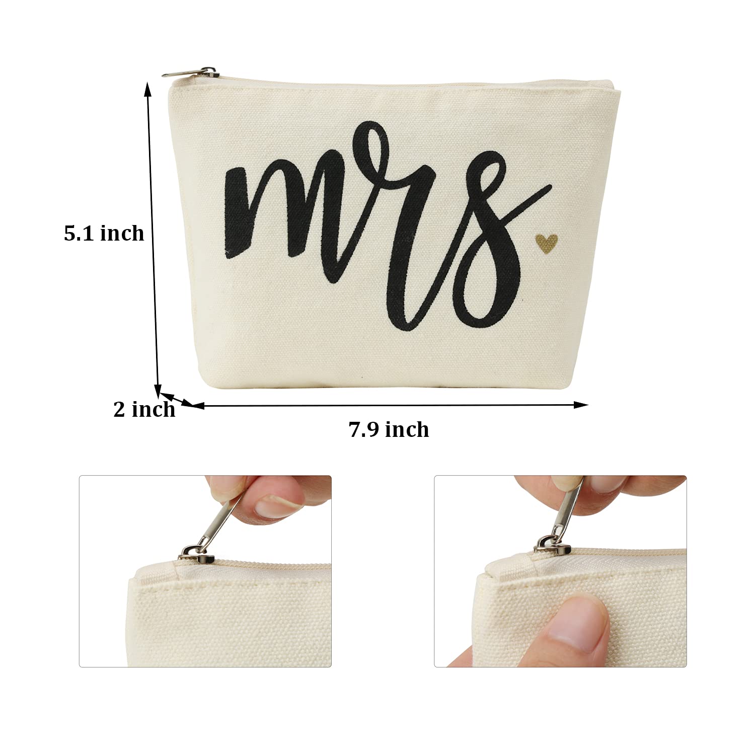 Bride Tote Bag with Makeup Pouch - Perfect Wedding Gift for Bridal Showers, Bachelorette Parties & Honeymoon Travel - Large Canvas Shoulder Bag with Cosmetic Organizer for Brides-to-Be