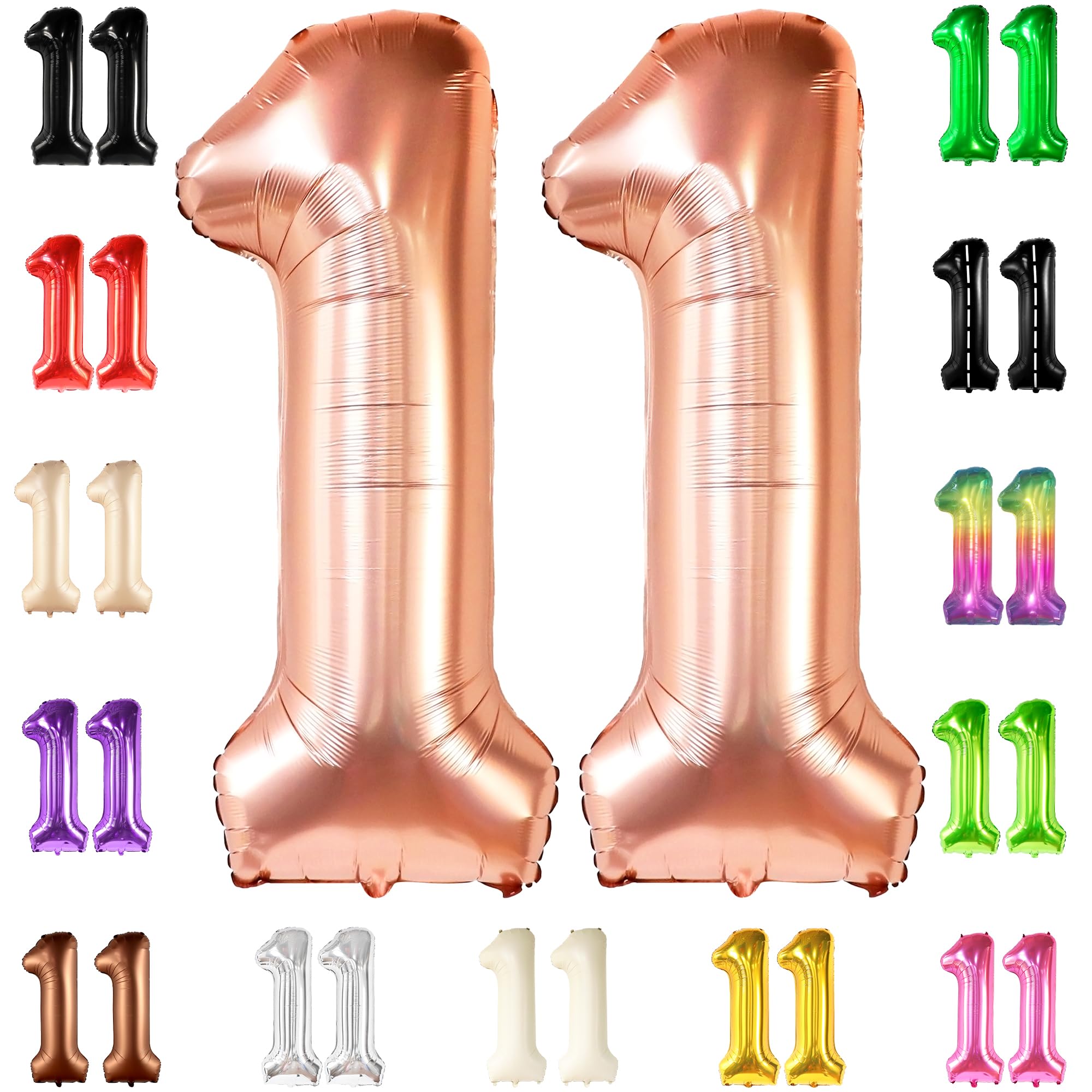 KatchOn Giant Rose Gold 11 Balloons - 40 Inch | Happy 11th Birthday Decorations for Girls | Rose Gold Number Balloon for 11 Year Old Birthday Party | Perfect for Birthday Photos, Cake Smash, and Party Backdrops