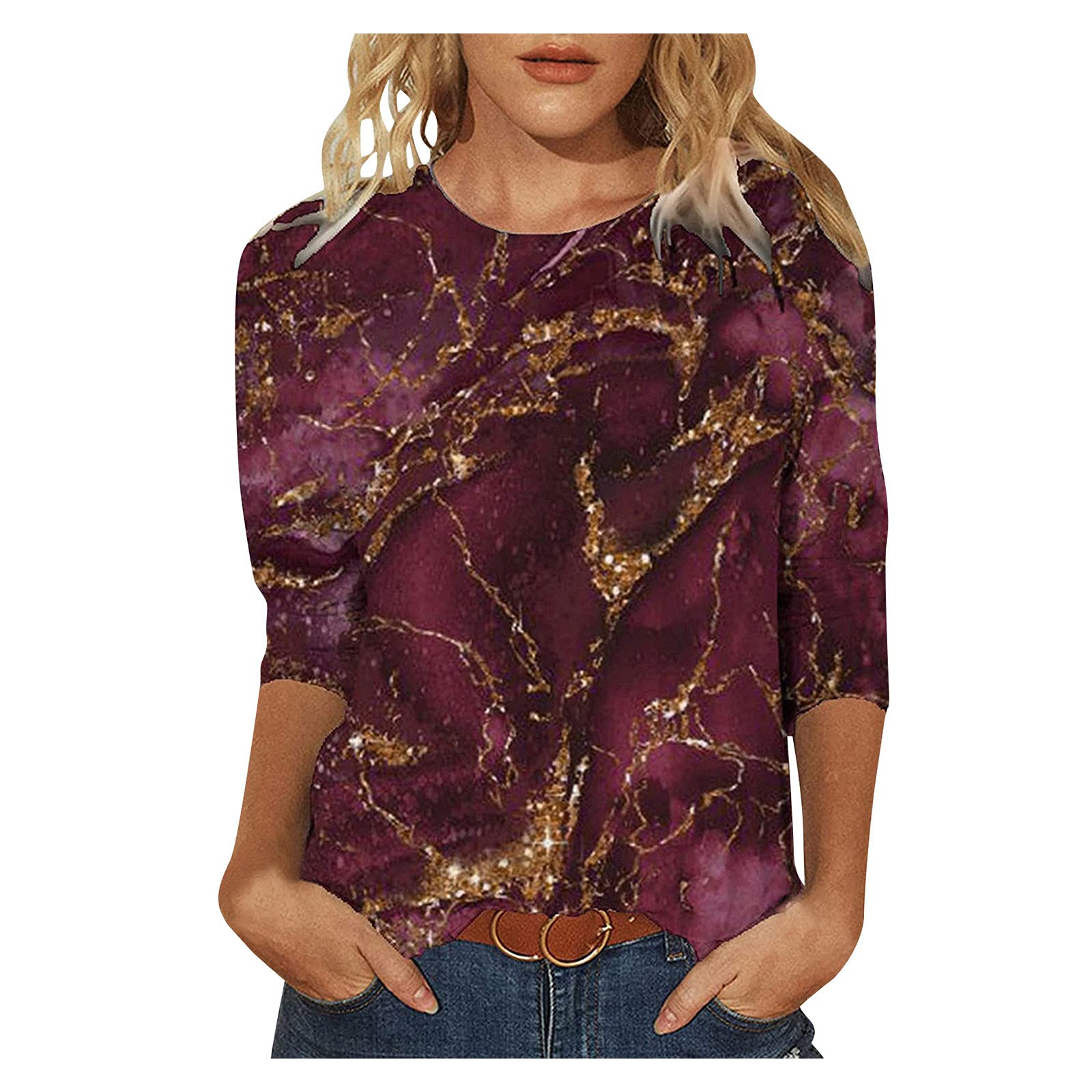 Women's Summer Tops - Short Sleeve Gradient Loose V-Neck T-Shirts | Casual Blouse for Ladies | Perfect for Beach Outings, Vacation Wear & Everyday Comfort