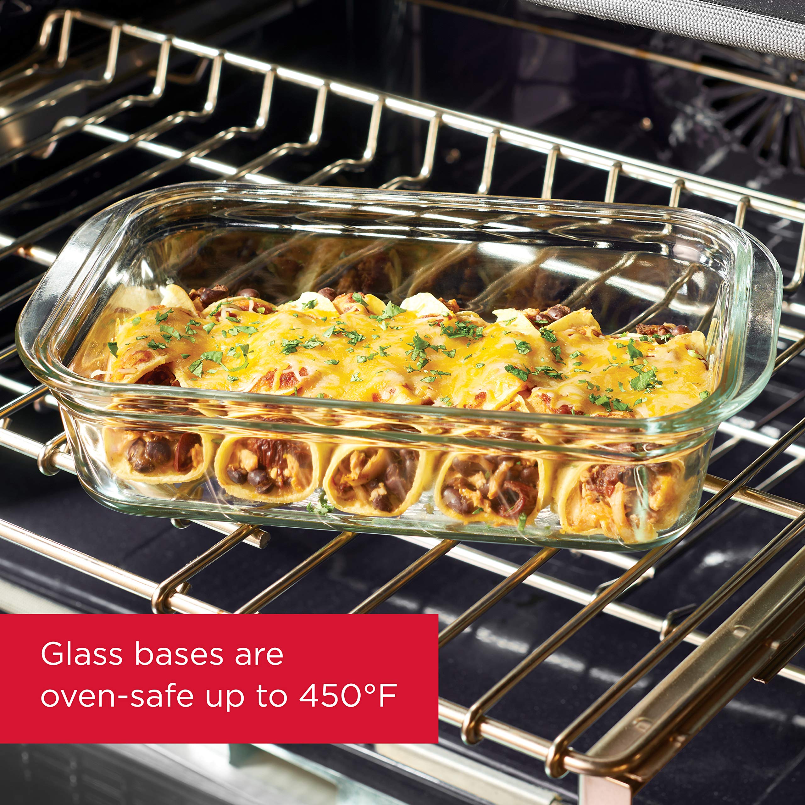 Rubbermaid Brilliance Glass Food Storage Containers Set of 9 (8 Pieces Total) - 3.2-Cup BPA-Free Leakproof Containers with Lids - Clear Glass Meal Prep & Leftovers Storage for Kitchen, Office, and Picnics