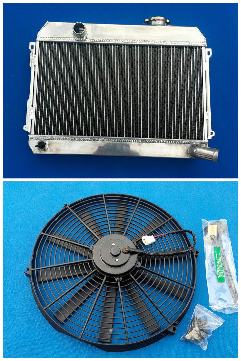 High-Performance Aluminum Radiator with Fan for Datsun 510 521 620 Pickup 1.6L L4 Engine (1968-1973) | Perfect Cooling Upgrade for Classic Datsun Trucks | Ideal for Restoration Projects & Summer Driving