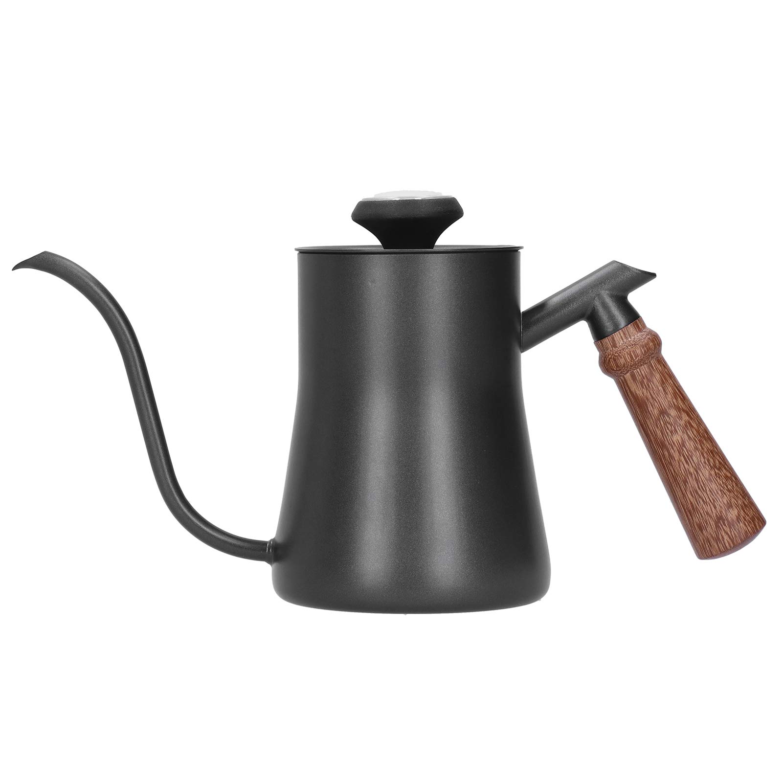 Premium Gooseneck Coffee Kettle - 650ml Stainless Steel Hand Drip Coffee Pot with Ergonomic Wooden Handle & Anti-Scald Design for Perfect Pour Over Coffee | Ideal for Home Baristas, Specialty Coffee Shops & French Press Brewing (Black)