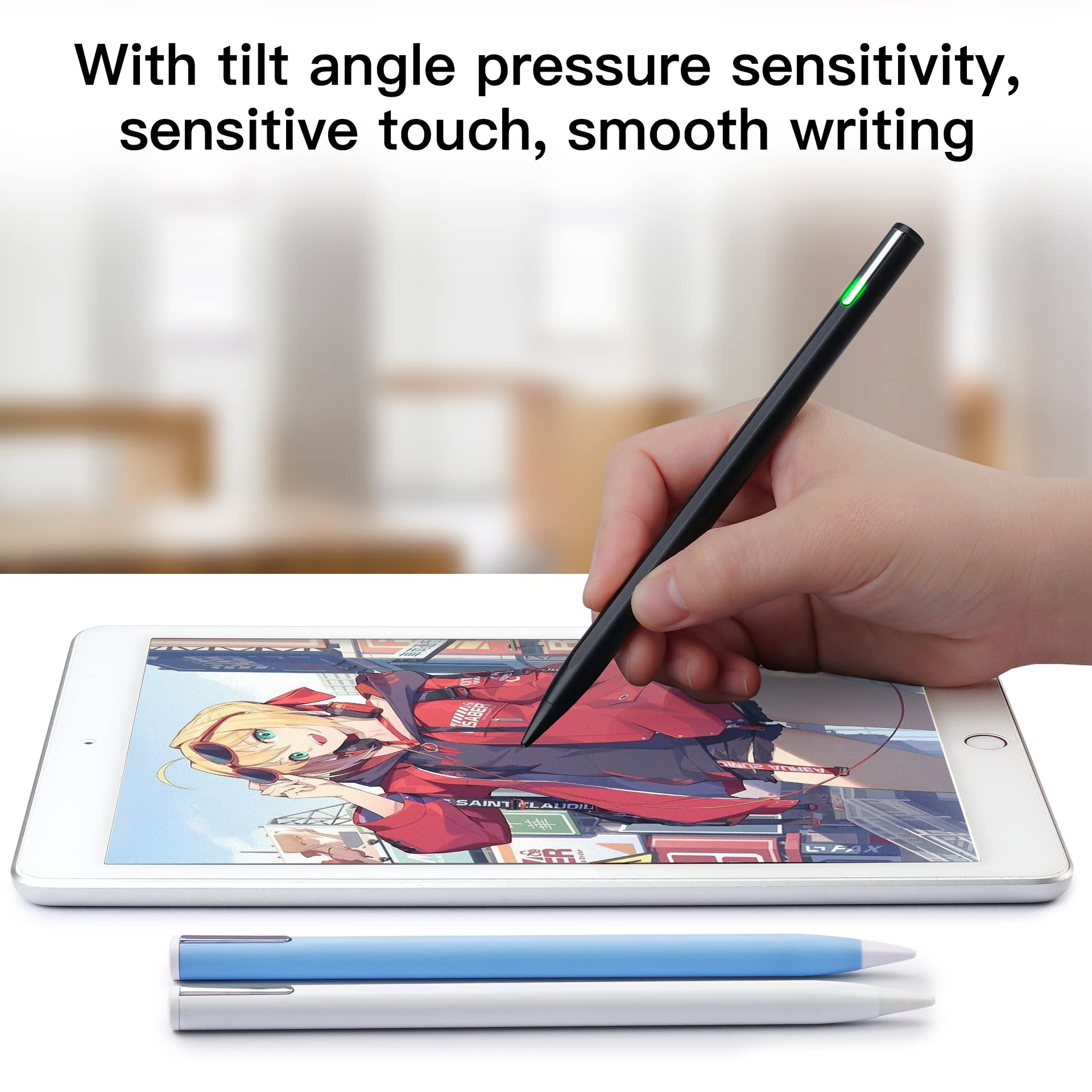 Premium Stylus Pen for iPad Pro 11 & 12.9 Inch, iPad Air (3rd/4th/5th Gen), iPad Mini (5th/6th Gen), iPad (6th-9th Gen) - Palm Rejection & Tilt Detection - White - Perfect for Drawing, Note-Taking & Digital Art
