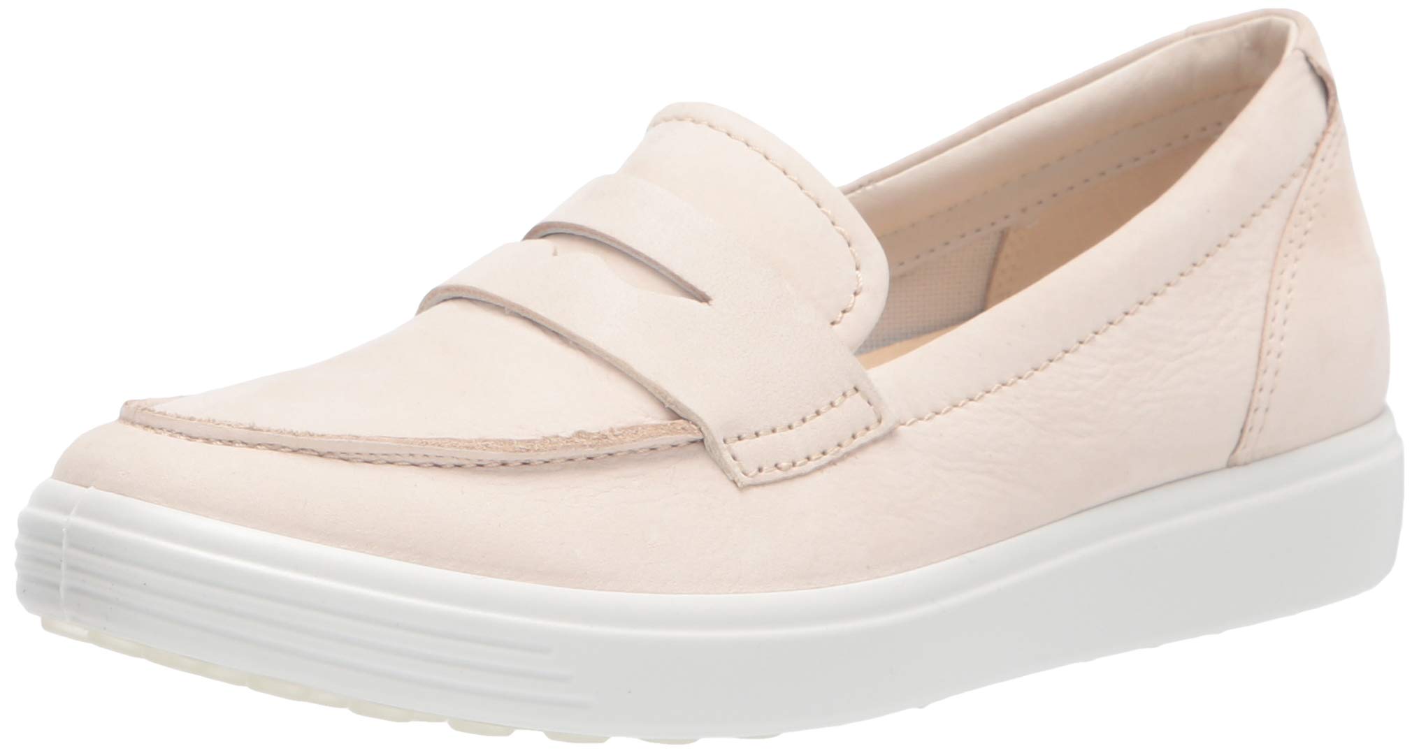 ECCO Women's Soft 7 Penny Loafers - Limestone Nubuck Leather Slip-On Shoes Size 10-10.5 | Comfortable Casual & Office Wear for Women