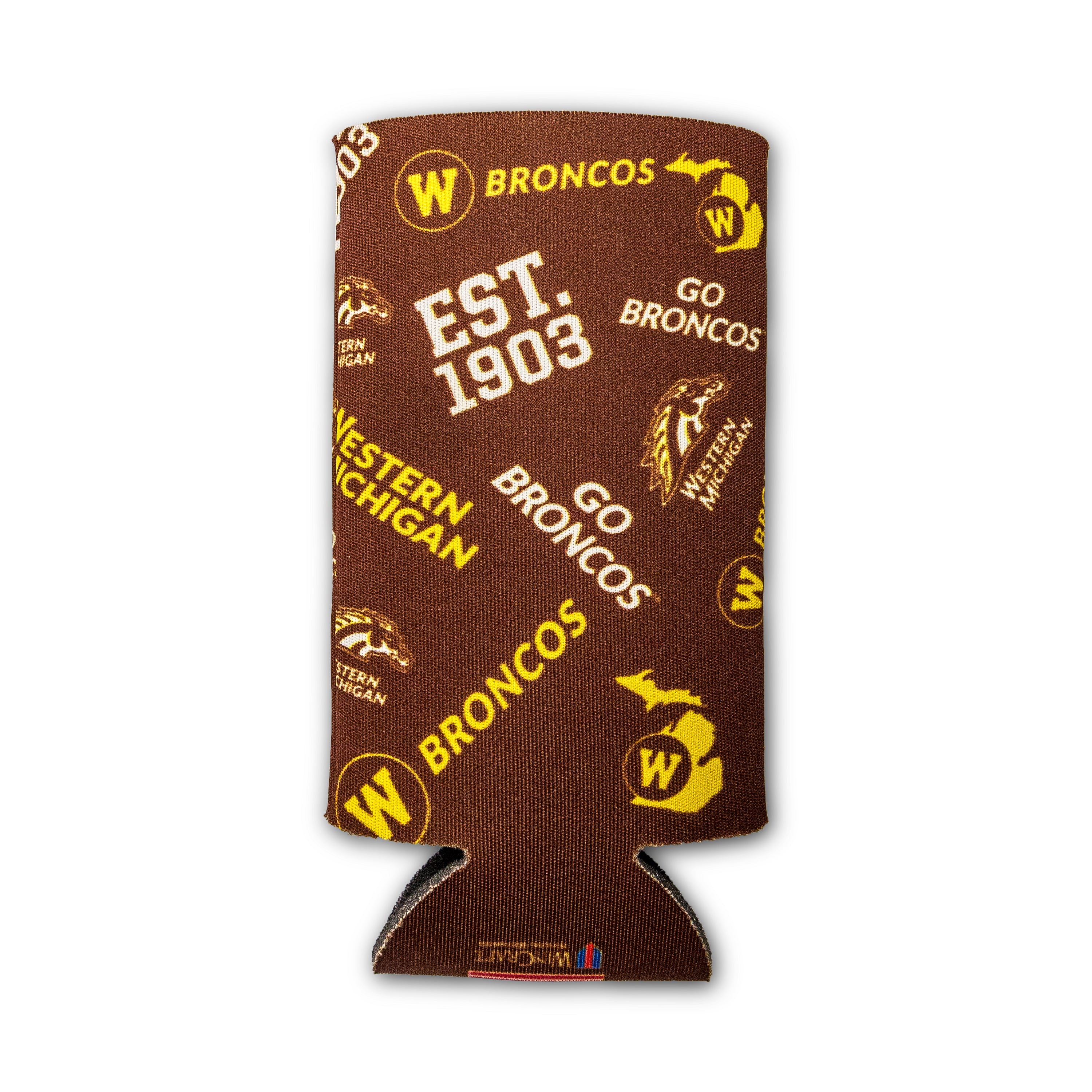 Western Michigan Scatter Slim Can Cooler - Insulated Beer Koozie for Cans, 12 oz - Perfect for Tailgating, Camping & Outdoor Parties
