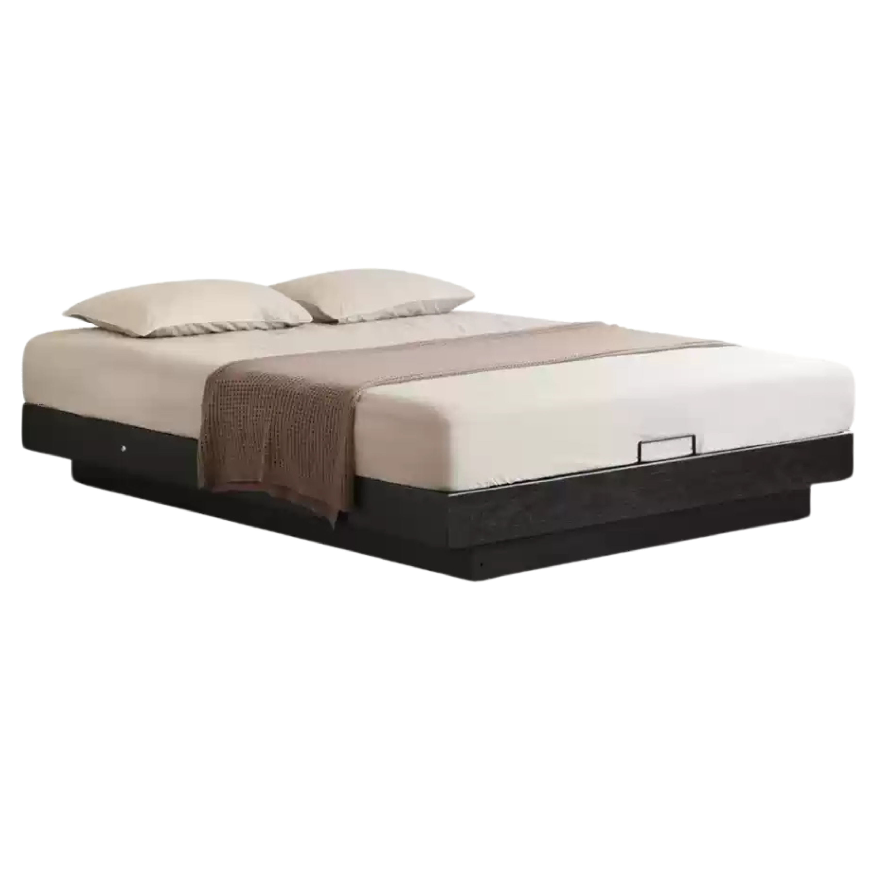 Solid Oak Wood Floating Box Platform Bed Frame - No Headboard Modern Minimalist Design for Bedroom, Guest Room, or Studio Apartment