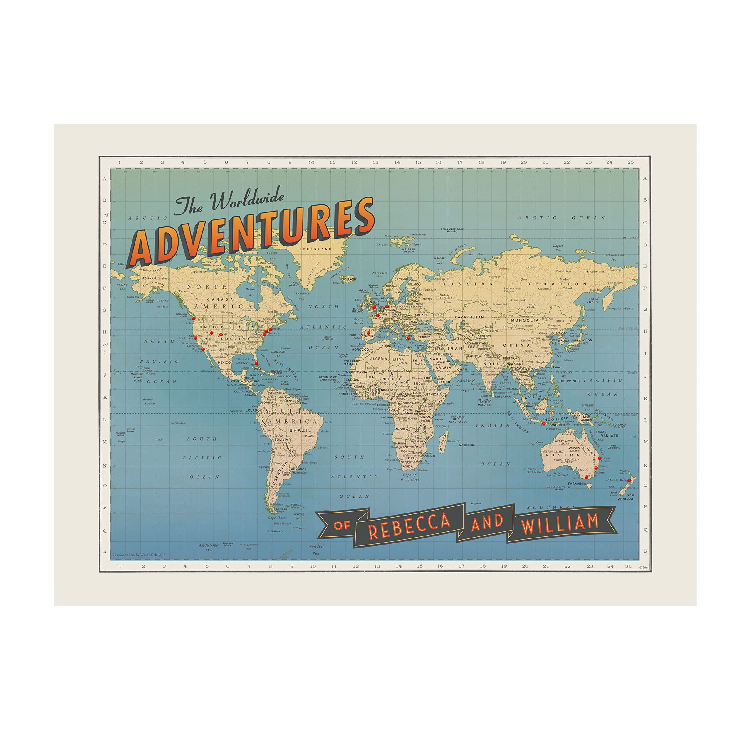 Personalized Push Pin World Map for Travel Enthusiasts - Custom Travel Map with Pins, Perfect Retirement Gift for Adventurers | Track Your Worldwide Adventures & Memorable Trips