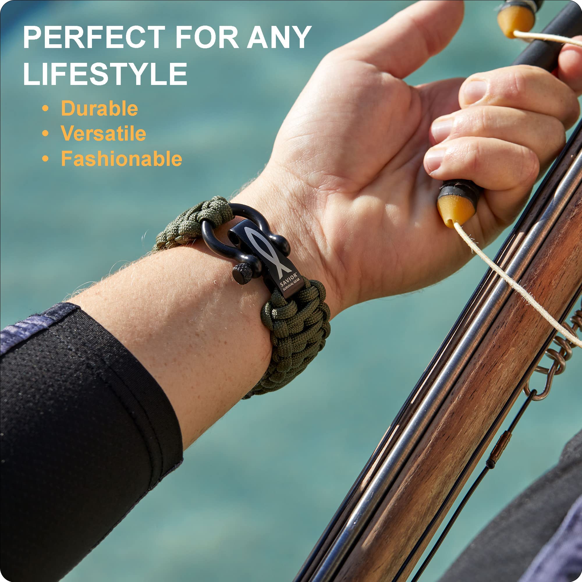 Survival Paracord Watch Band for Apple Watch Series 42mm 44mm 45mm 49mm - 550 Paracord & Stainless Steel Shackle - Compatible with iWatch Bands for Men & Women (Black Reflective, Large) - Perfect for Outdoor Adventures, Hiking, Camping & Emergency Situations