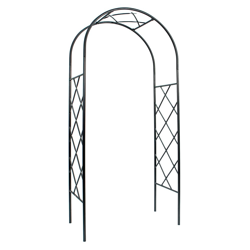 Achla Designs ARB-30G Wrought Iron Garden Trellis Arch Arbor in Graphite - Perfect for Climbing Roses, Vines & Outdoor Wedding Decorations