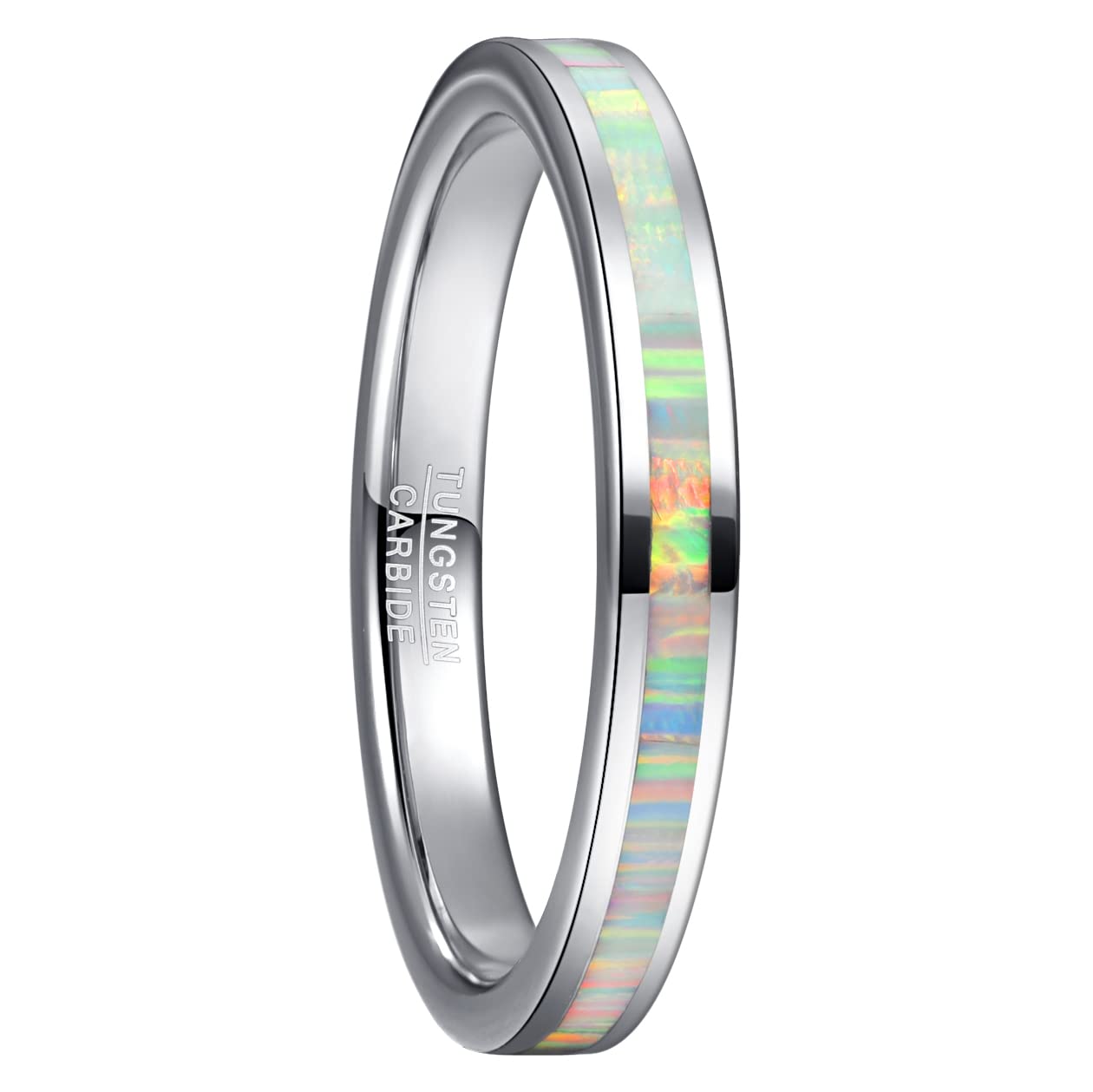 Opal & Turquoise Tungsten Wedding Ring for Women & Men - 3mm/4mm Engagement Promise Band, Couple Matching Jewelry (Size L1/2-Y) - Perfect for Anniversaries, Proposals & Everyday Wear