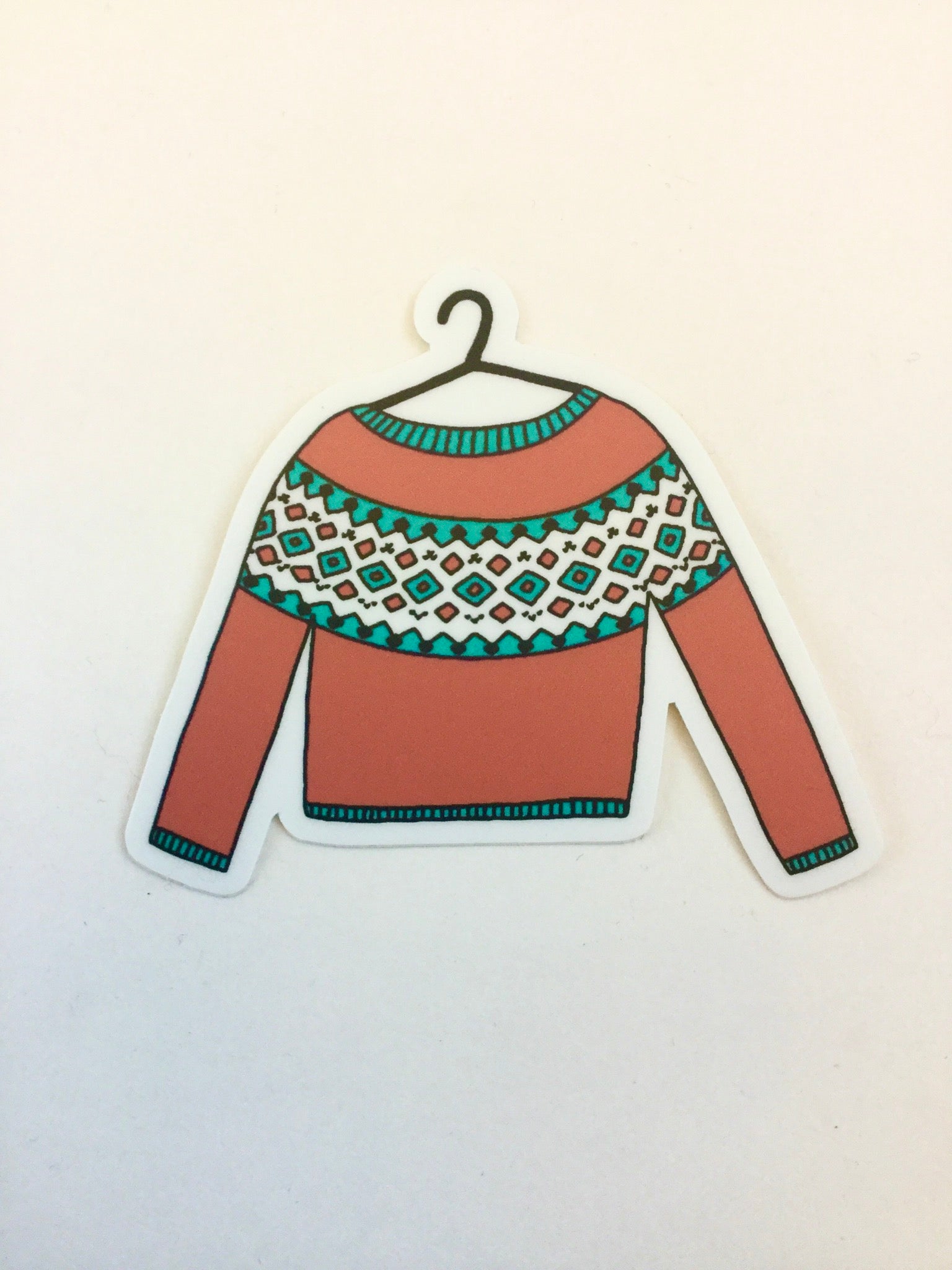 Fair Isle Sweater Sticker - Nordic Knit Pattern Decal for Laptops, Water Bottles & DIY Crafts - Perfect for Scrapbooking and Gift Wrapping