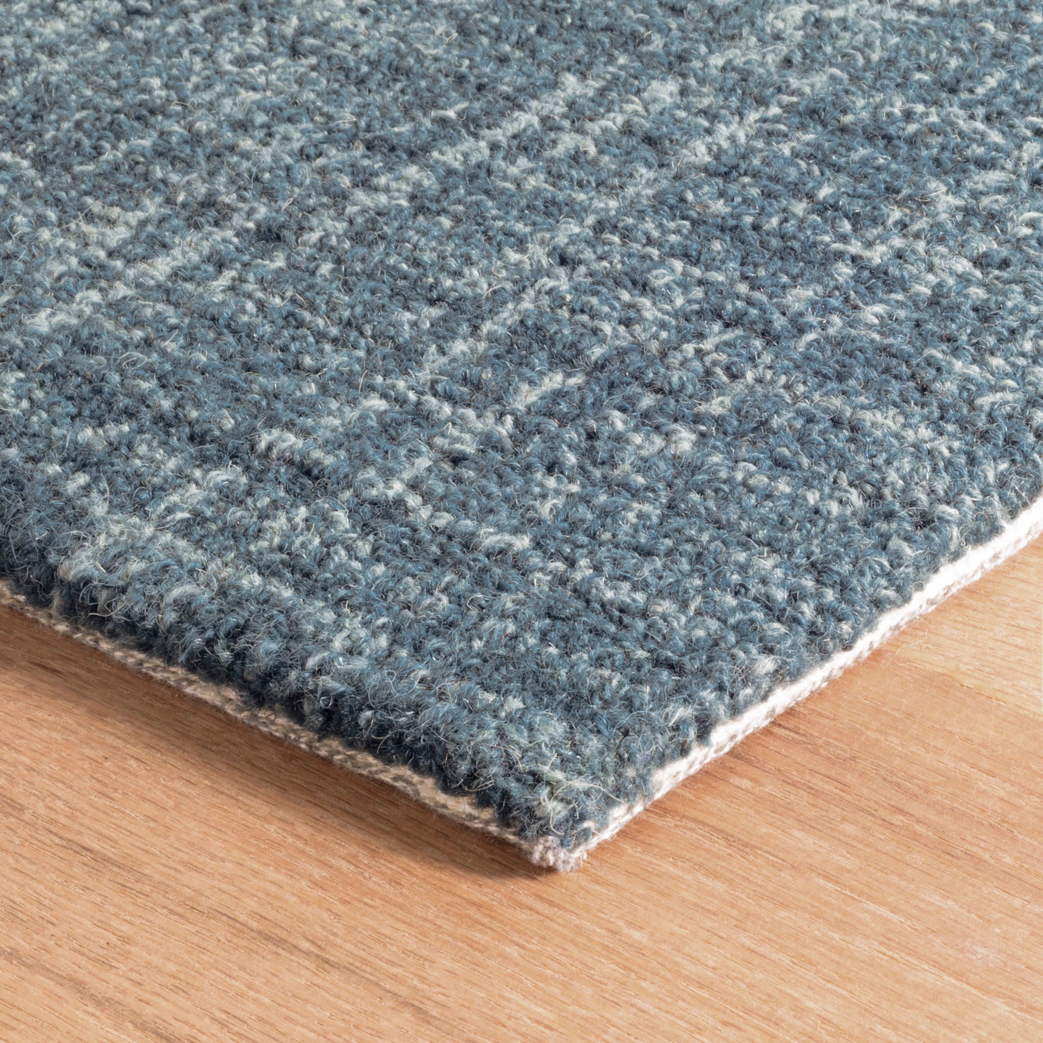 Premium Crosshatch Hand-Hooked Wool Rug - Soft & Durable Denim Blue - Perfect for Living Room, Bedroom, or Nursery Decor