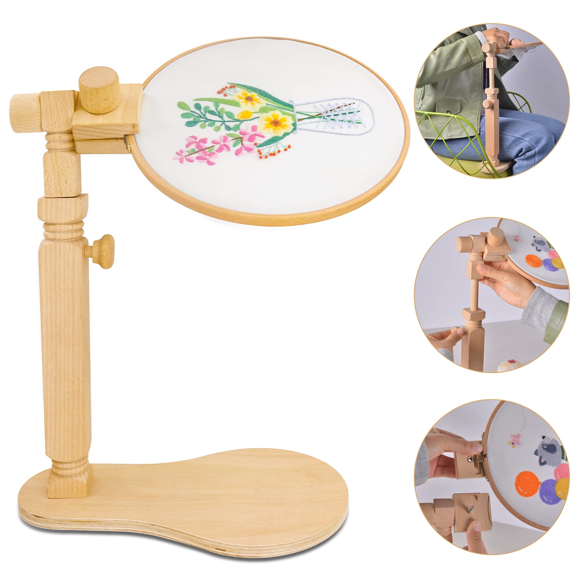 Guofa Embroidery Hoop Stand - Adjustable Rotating Cross Stitch Frame Holder for DIY Crafting, Needlework & Sewing Projects | Perfect for Lap Embroidery, Hand Stitching & Home Decor Crafts