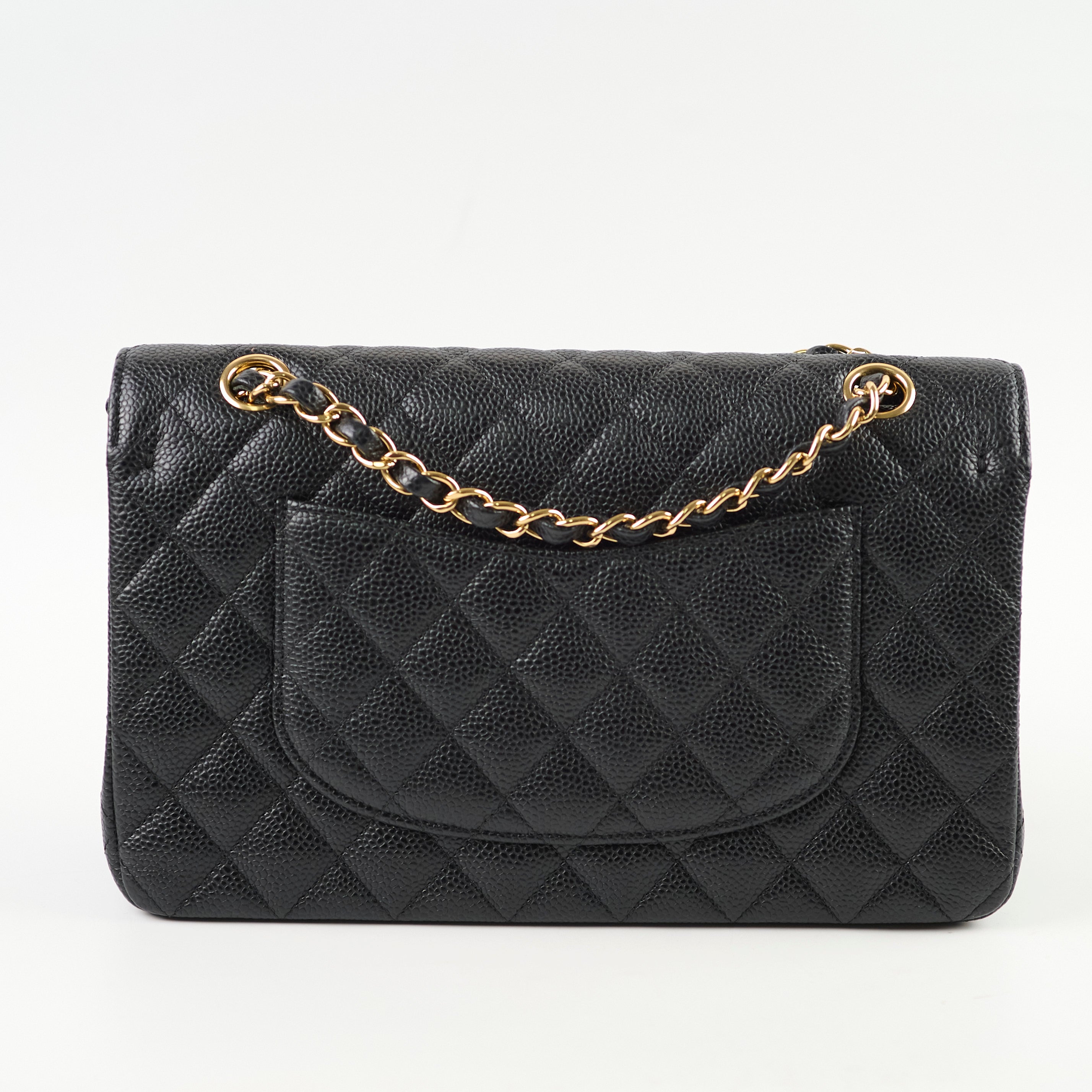 Chanel Classic Flap Bag Medium M/L Black Caviar Leather 26 Series - Luxury Handbag for Women, Perfect for Parties, Work & Everyday Use