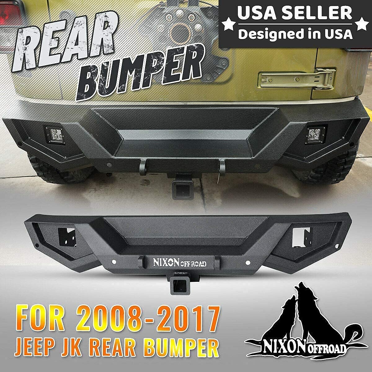 NIXON OFFROAD Front Bumper Replacement for 2007-2017 Jeep Wrangler JK JKU with Fog Light Mounts - Heavy Duty Steel Off-Road Bumper for Enhanced Protection & Style (Perfect for Trail Riding & Off-Road Adventures)