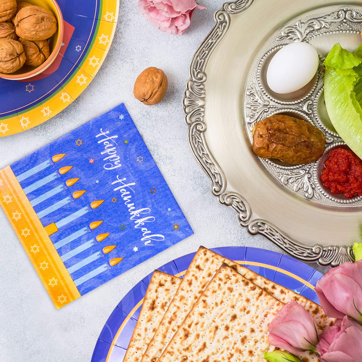 44PCS Hanukkah Party Set - Premium Chanukah Decorations with Plates, Cups & Napkins for Jewish Holiday Celebrations | Perfect for Hanukkah Parties, Family Gatherings & Festival Home Decor