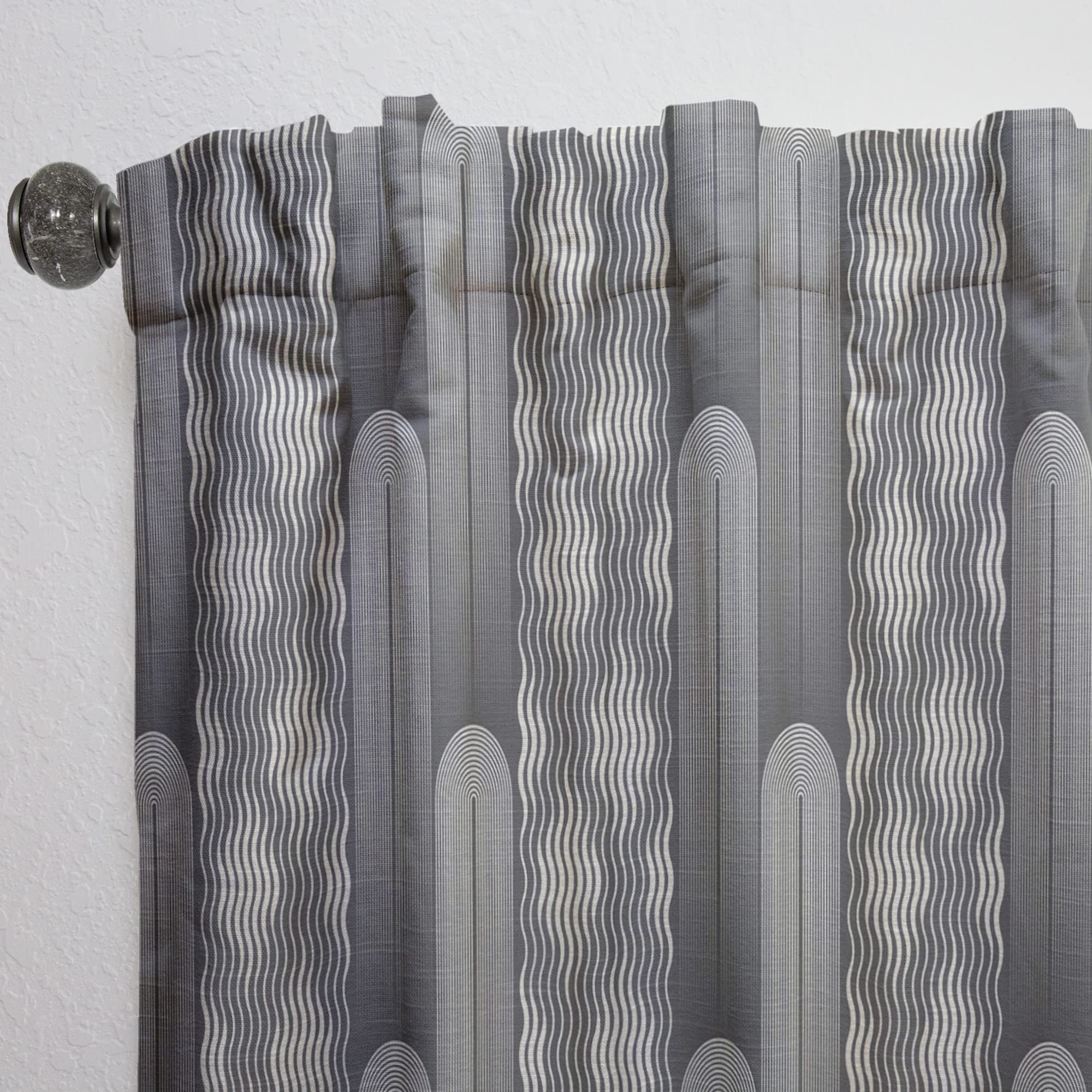 DesignQ Minimalist Black & White Curtains - Thermal Insulated Single Panel (52x84) for Bedroom & Living Room - Elegant Window Drapes for Home Decor & Light Control