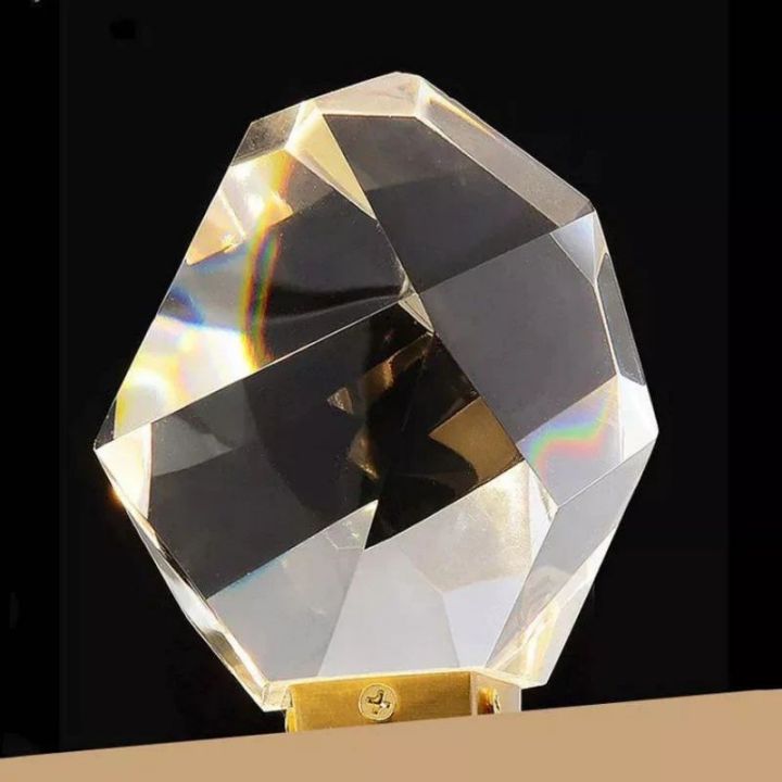 Isaro Faceted Crystal Prisms Short Wall Sconce - Modern LED Light Fixture for Bedroom, Living Room & Hallway Decor - Elegant Crystal Wall Lamp with Adjustable Brightness