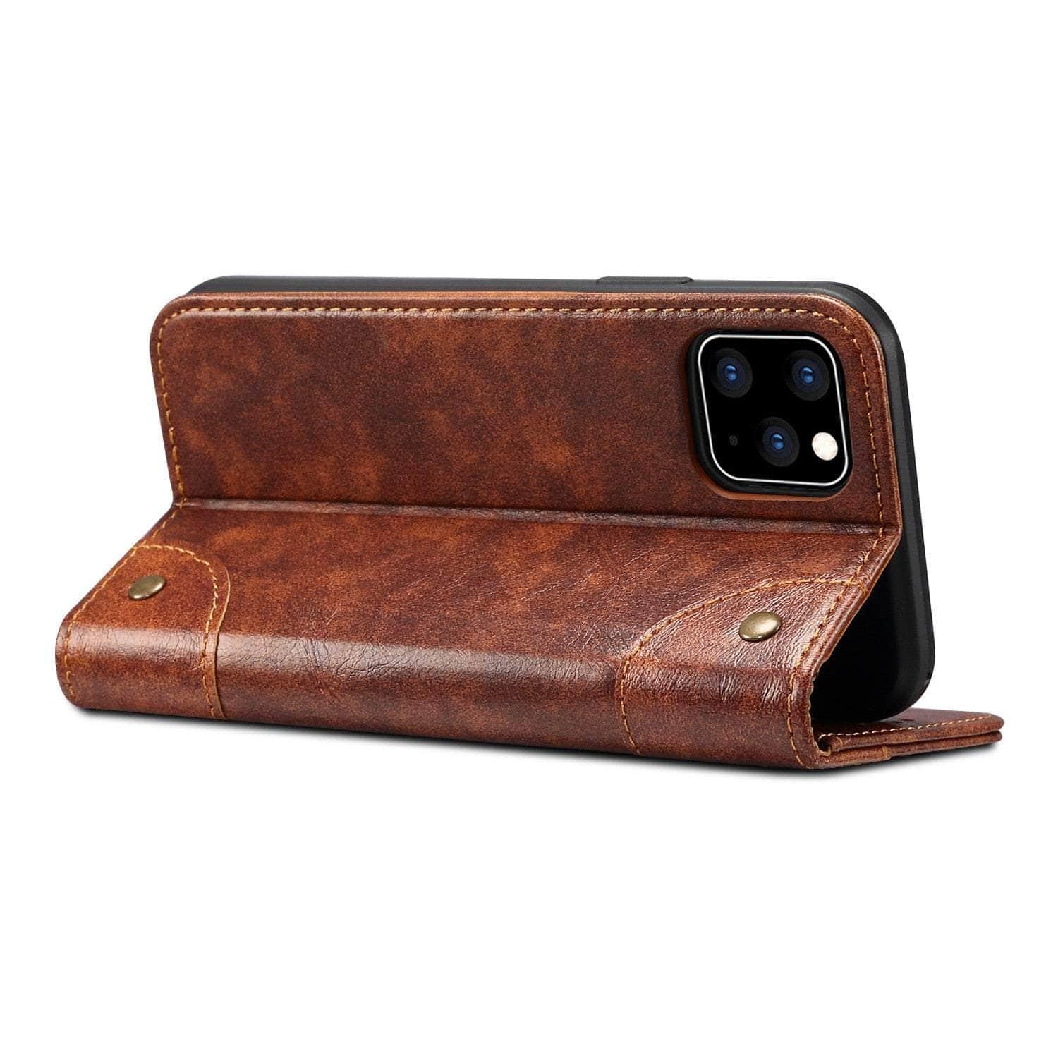 Premium Genuine Leather Flip Wallet Case for iPhone 15 Plus - Slim Protective Cover with Card Slots | Perfect for Business, Travel & Everyday Use