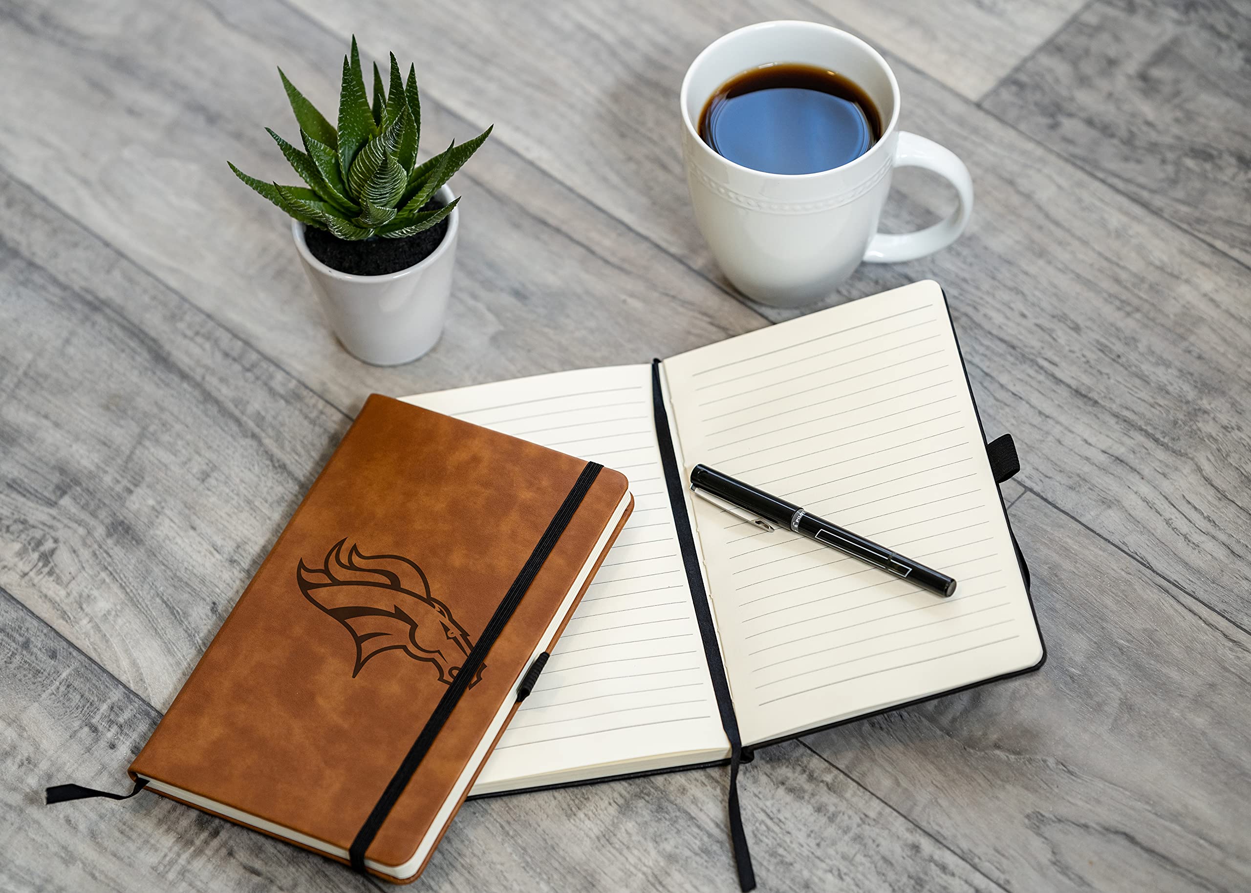 Denver Broncos Laser Engraved Brown Notepad Journal - 8.25