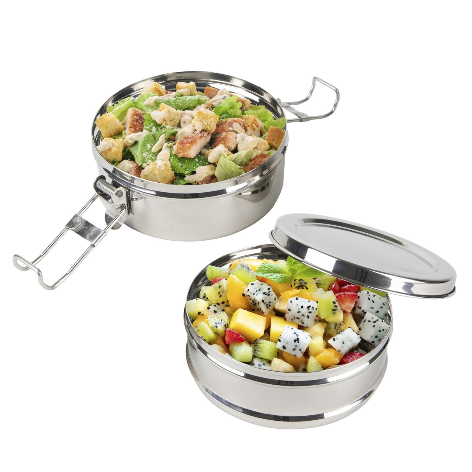 Stainless Steel Round Lunch Box 1400ml - Le Studio 41-1K-425 Insulated Food Container for Office, School & Picnics | Silver Color | BPA Free Meal Prep Container