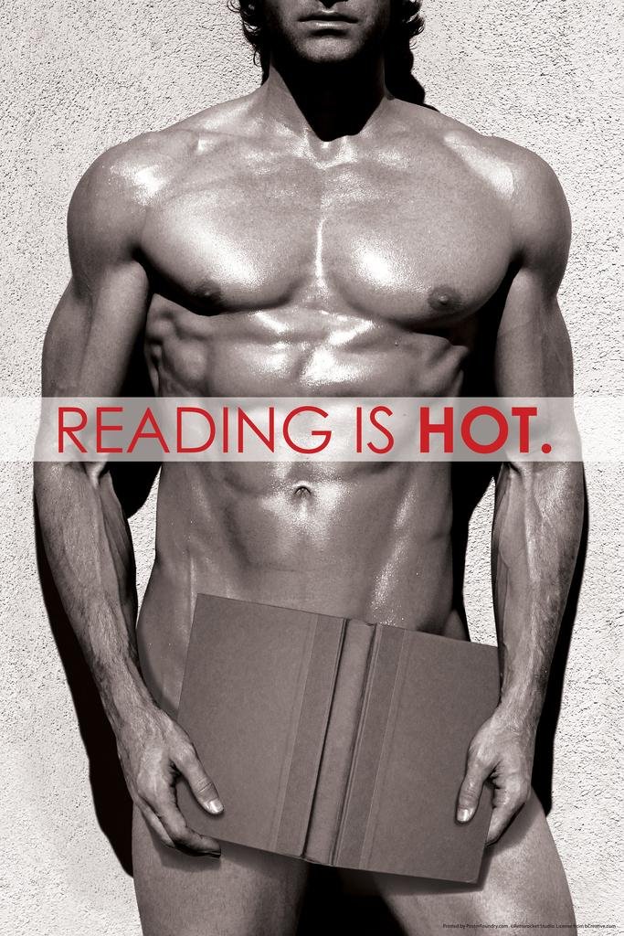 Funny Naked Guy Reading Book Wall Art Print Poster - Cool 16x24 Inch Home Decor for Living Room, Office & Man Cave | Unique Gift for Book Lovers