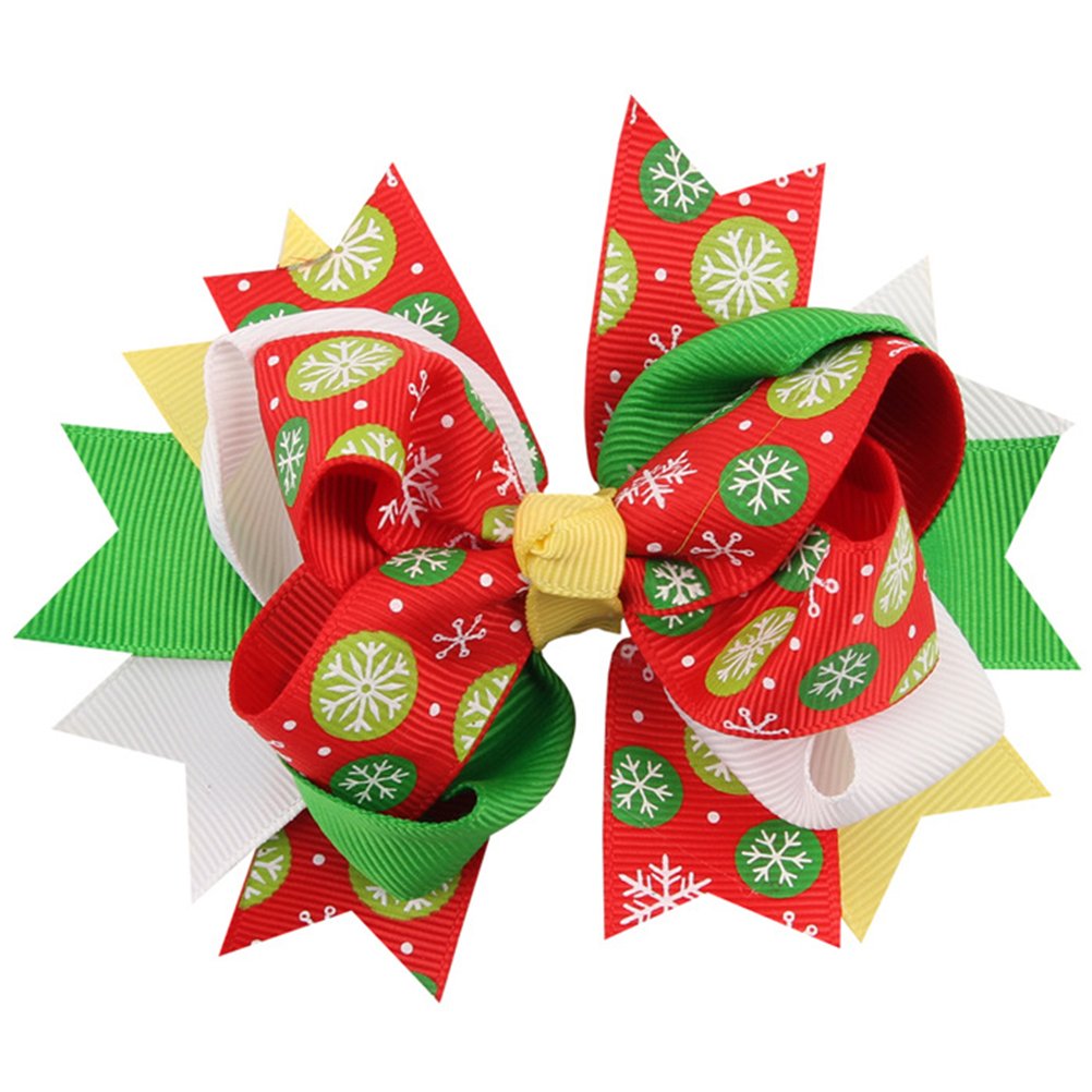 Christmas Hair Bows for Kids - Grosgribbon Hair Clips for Holiday & Party Accessories