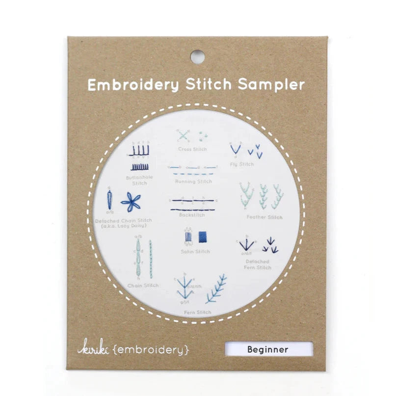 Beginner Embroidery Stitch Sampler Kit - Learn Basic Hand Embroidery Stitches with Step-by-Step Guide - Perfect for DIY Craft Projects, Home Decor & Gift Making