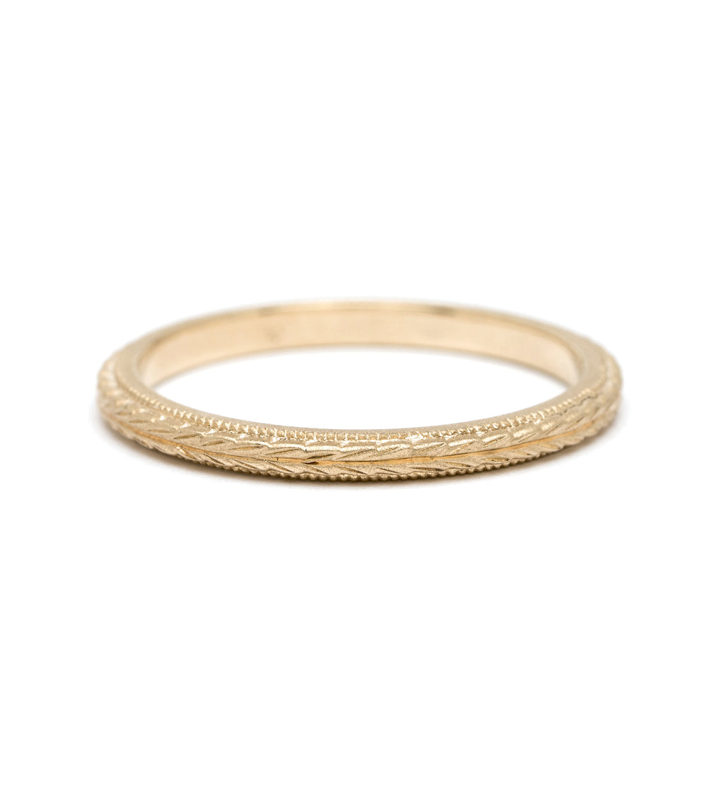 Engraved Leaves Boho Wedding Band Ring for Women - Nature-Inspired Gold or Silver Wedding Bands - Perfect for Boho Brides, Nature Lovers & Outdoor Weddings