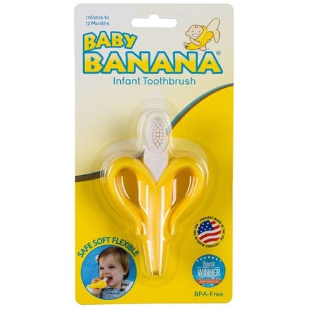 Baby Banana Infant Toothbrush - Soft Bristle Teething Toothbrush for Babies 0-24 Months, BPA-Free & Easy to Hold - Perfect for Soothing Sore Gums & Early Dental Care