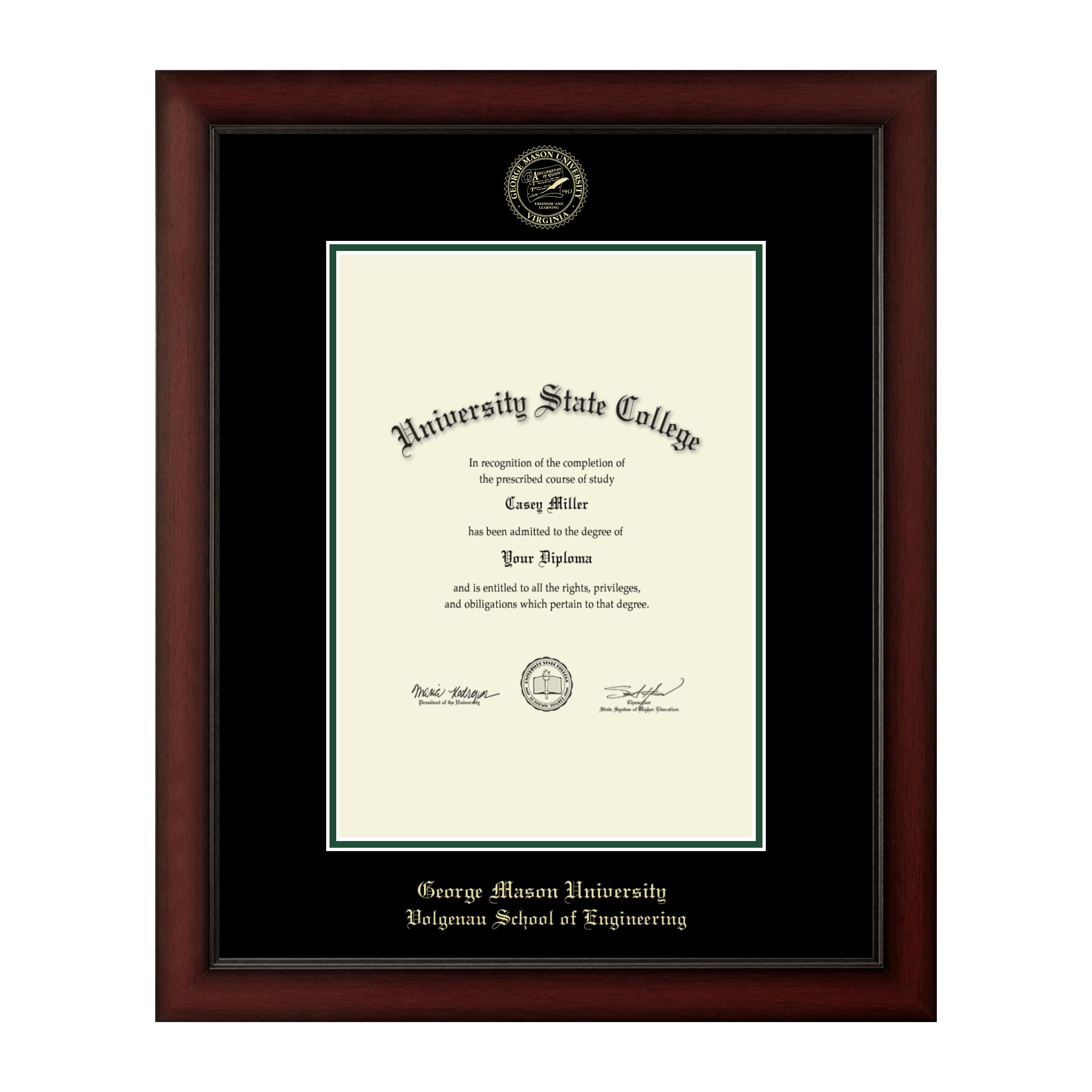 George Mason University Volgenau School of Engineering Diploma Frame 10x14 Inches - Gold Embossed Display Frame for Bachelor's, Master's & PhD Degrees - Perfect for Graduation Gifts & Office Decor