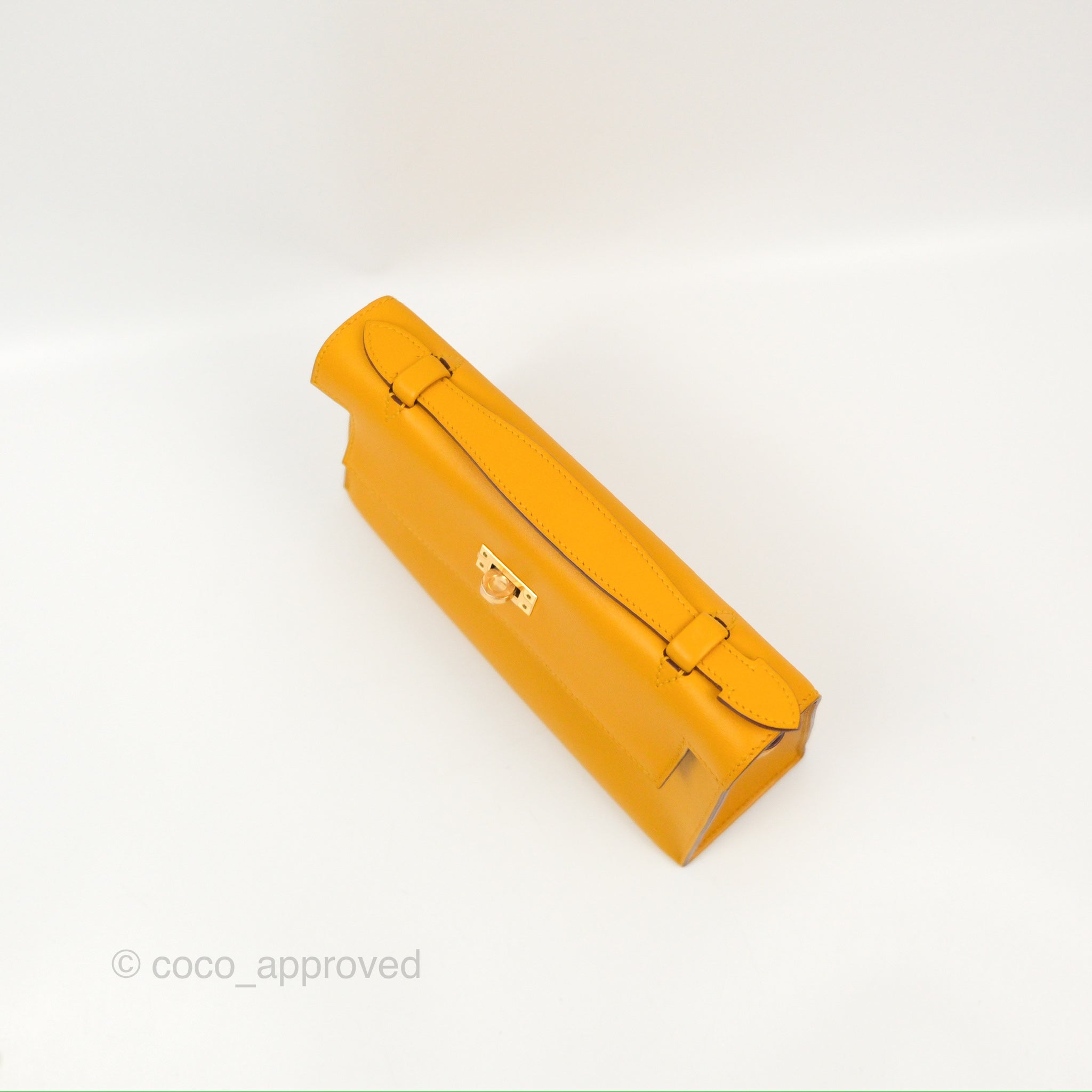 Hermès Kelly Mini Pochette Bag in Jaune Ambre Swift Leather with Gold Hardware - Luxury Crossbody Clutch for Women, Perfect for Evening Parties and Special Occasions